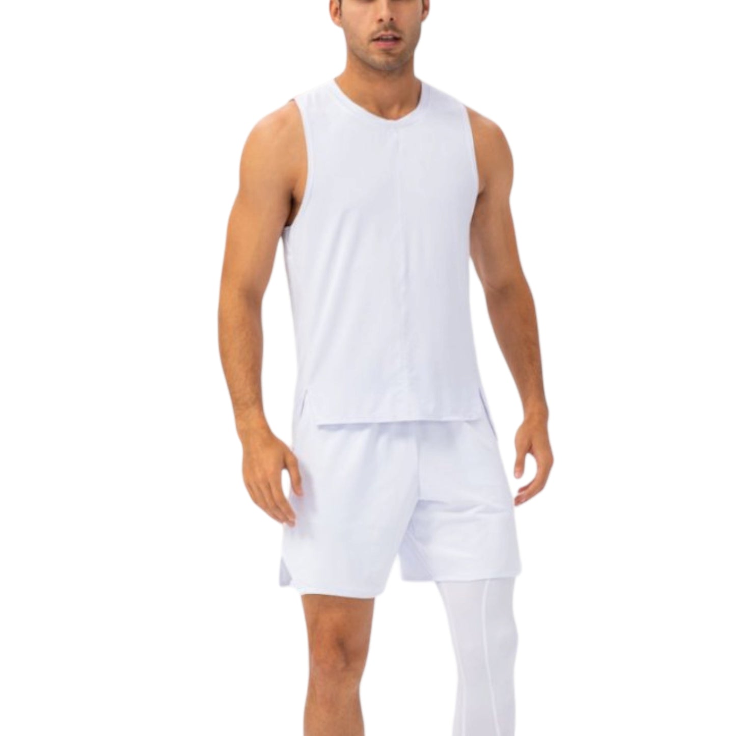 Anna-Kaci Active Men's Sleeveless Performance Tank Top with Side Slits and Breathable Quick-Dry Fabric