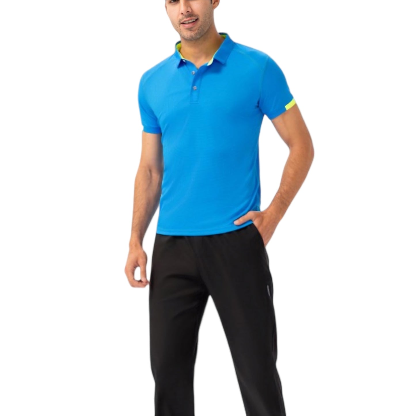 Anna-Kaci Active Men's Athletic Fit Polo Shirt with Contrast Collar and Moisture-Wicking Stretch Fabric