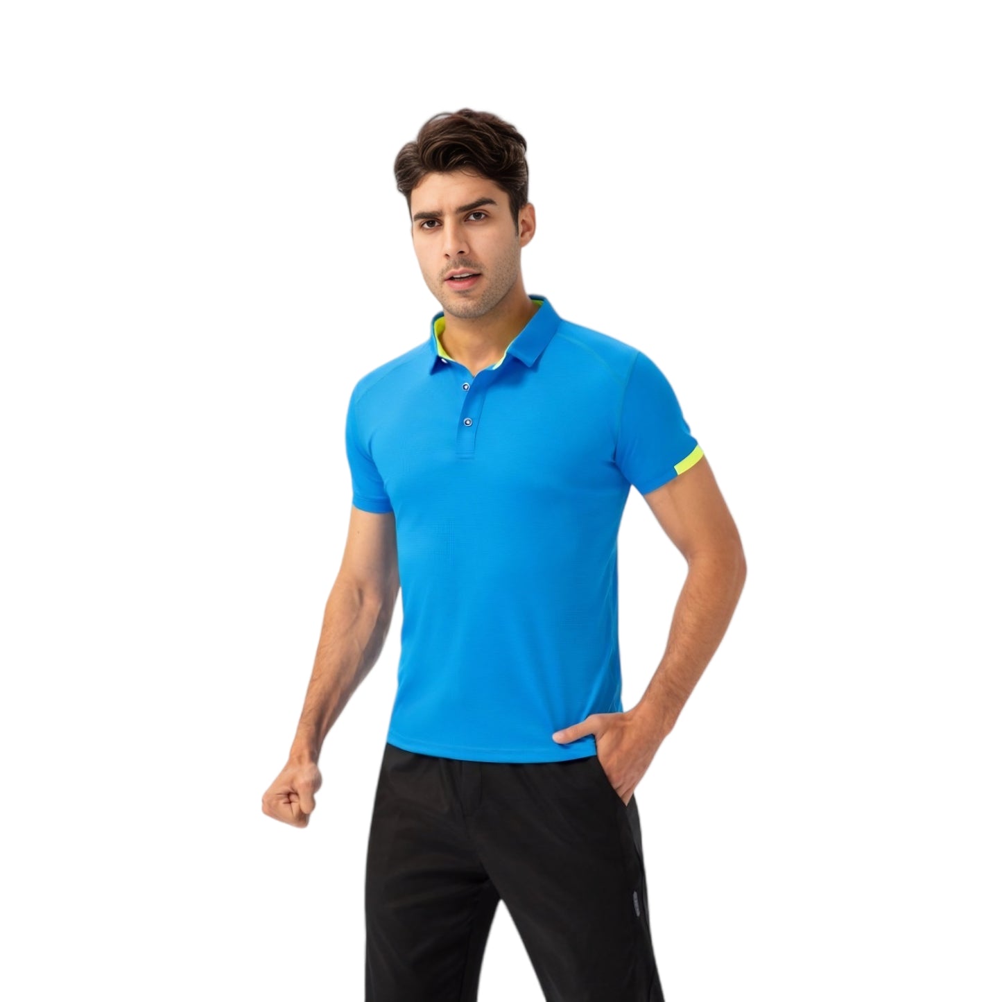 Anna-Kaci Active Men's Athletic Fit Polo Shirt with Contrast Collar and Moisture-Wicking Stretch Fabric