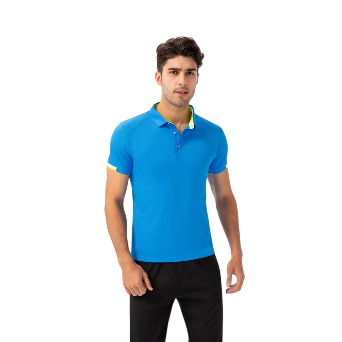 Anna-Kaci Active Men's Athletic Fit Polo Shirt with Contrast Collar and Moisture-Wicking Stretch Fabric