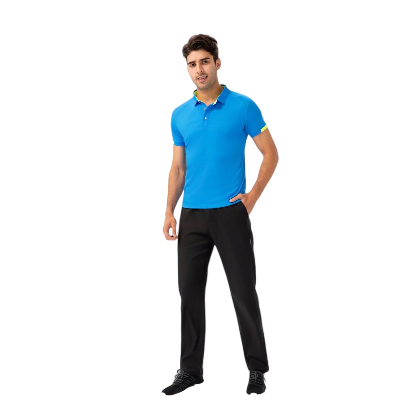 Anna-Kaci Active Men's Athletic Fit Polo Shirt with Contrast Collar and Moisture-Wicking Stretch Fabric