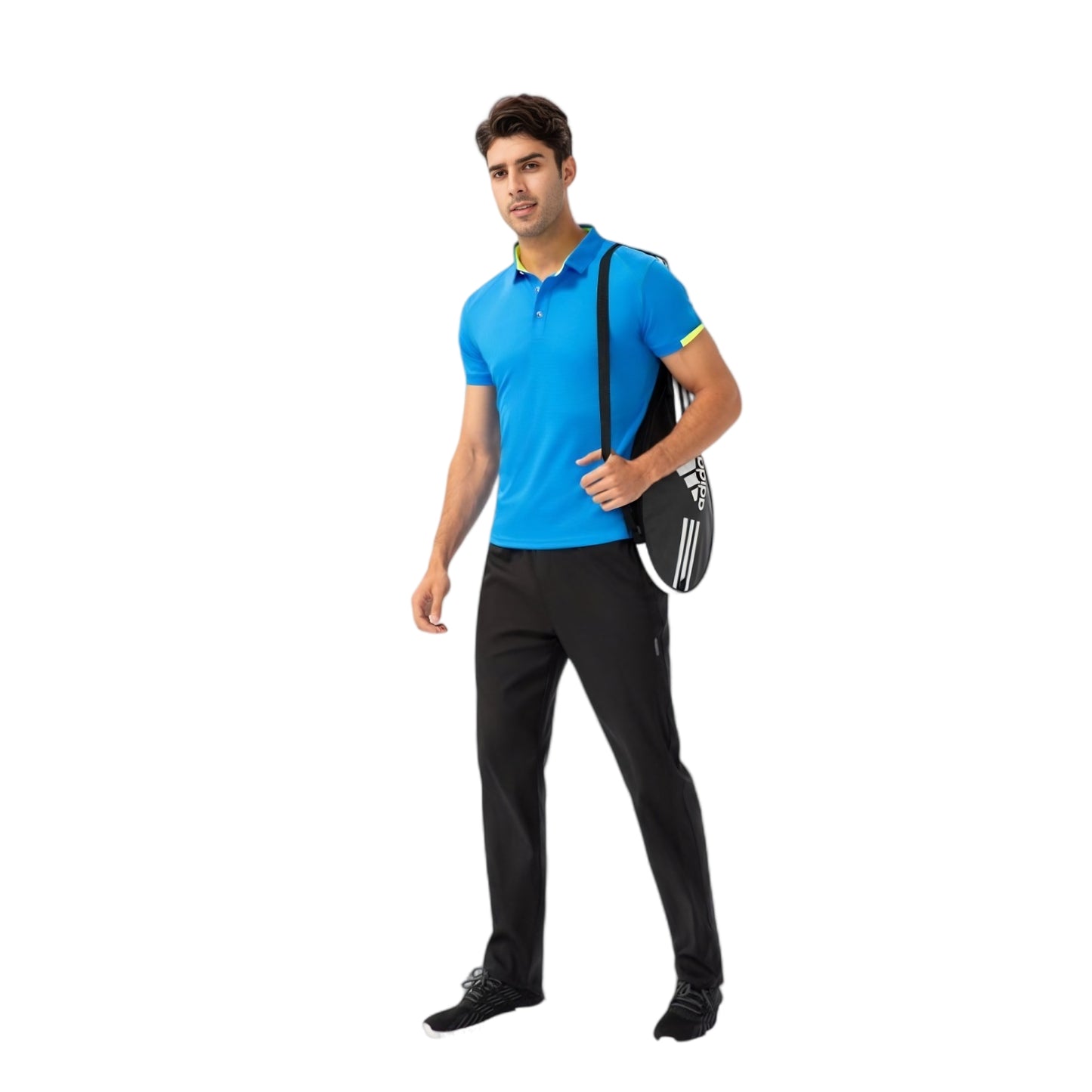 Anna-Kaci Active Men's Athletic Fit Polo Shirt with Contrast Collar and Moisture-Wicking Stretch Fabric