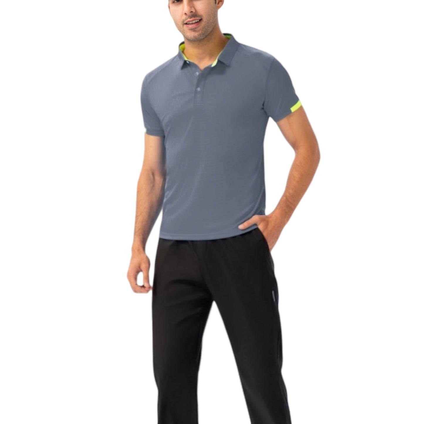 Anna-Kaci Active Men's Athletic Fit Polo Shirt with Contrast Collar and Moisture-Wicking Stretch Fabric