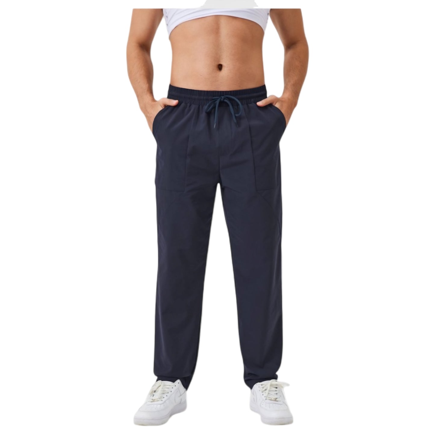 Anna-Kaci Active Men's Relaxed Fit Drawstring Pants with Patch Pockets and Elastic Waistband for Casual Wear