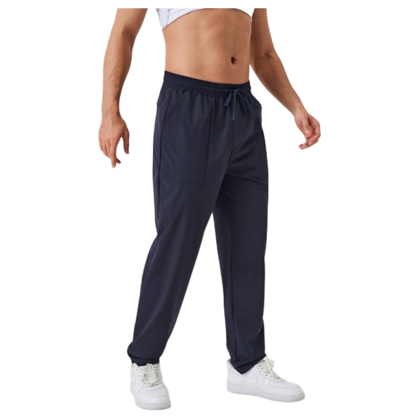 Anna-Kaci Active Men's Relaxed Fit Drawstring Pants with Patch Pockets and Elastic Waistband for Casual Wear