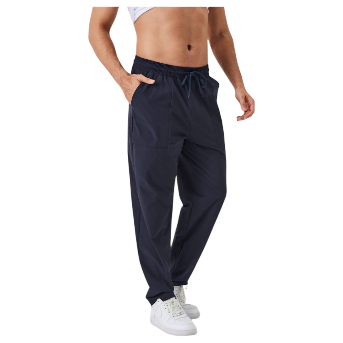 Anna-Kaci Active Men's Relaxed Fit Drawstring Pants with Patch Pockets and Elastic Waistband for Casual Wear