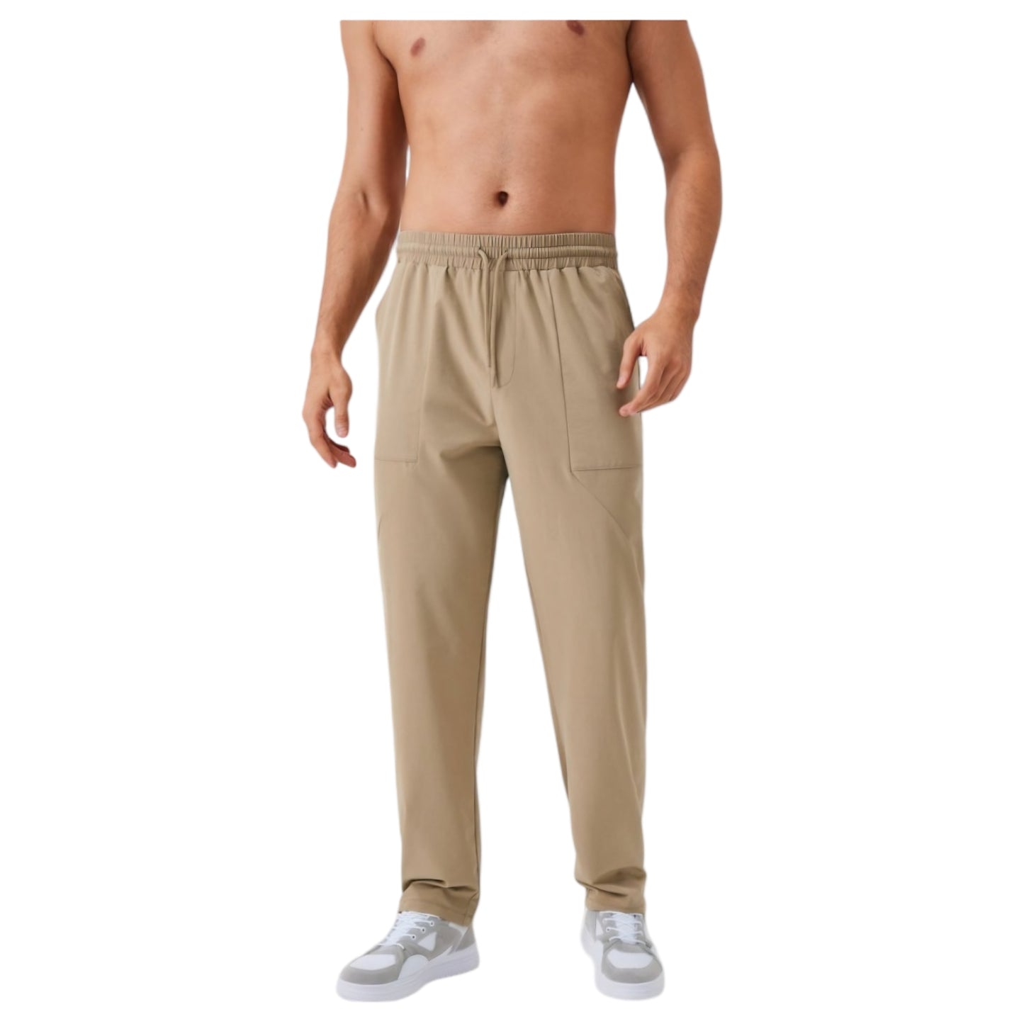 Anna-Kaci Active Men's Relaxed Fit Drawstring Pants with Patch Pockets and Elastic Waistband for Casual Wear