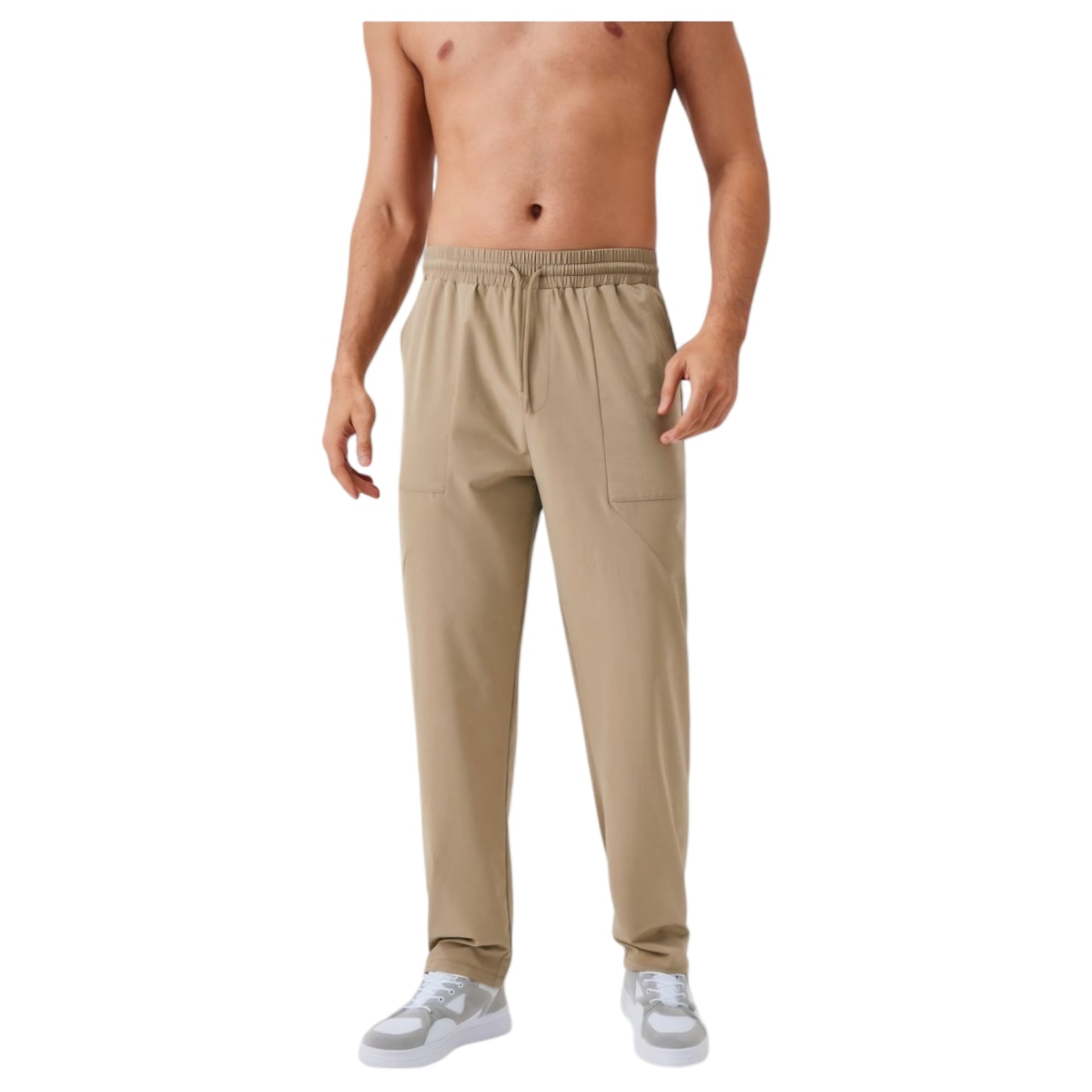 Anna-Kaci Active Men's Relaxed Fit Drawstring Pants with Patch Pockets and Elastic Waistband for Casual Wear