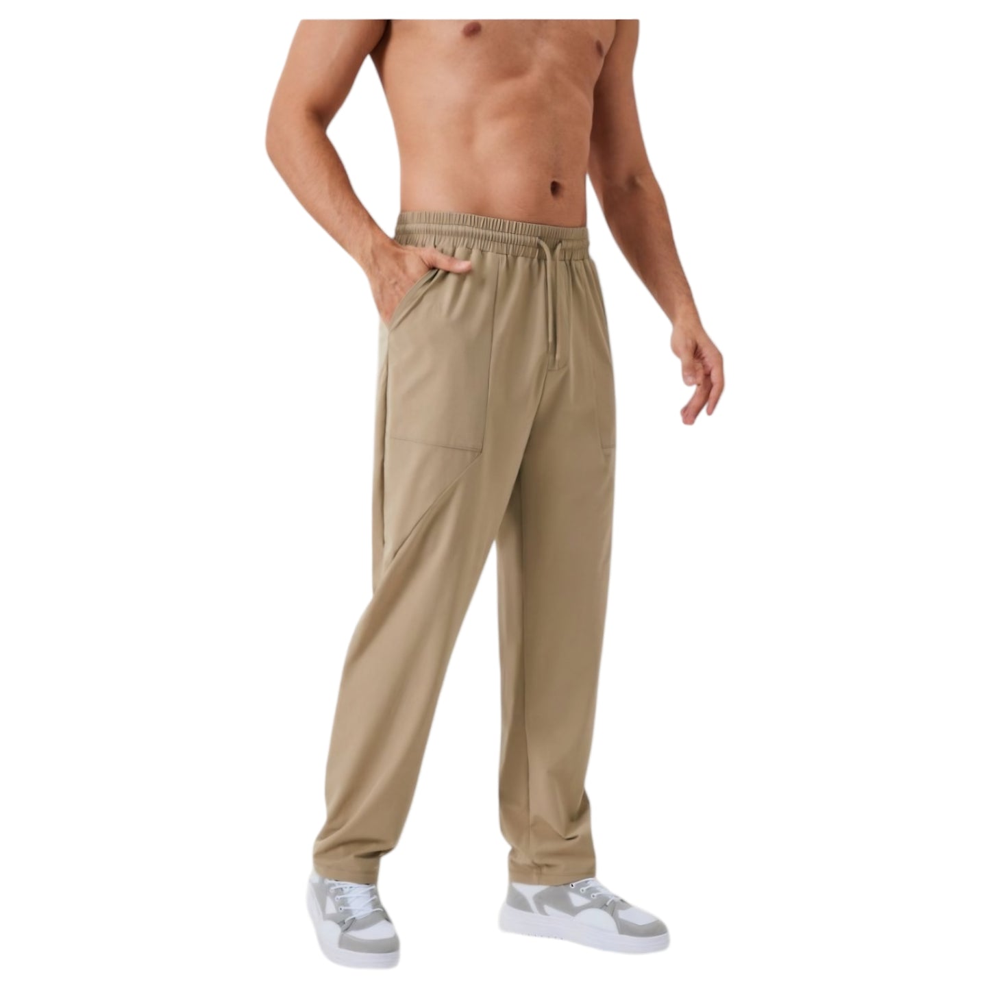 Anna-Kaci Active Men's Relaxed Fit Drawstring Pants with Patch Pockets and Elastic Waistband for Casual Wear