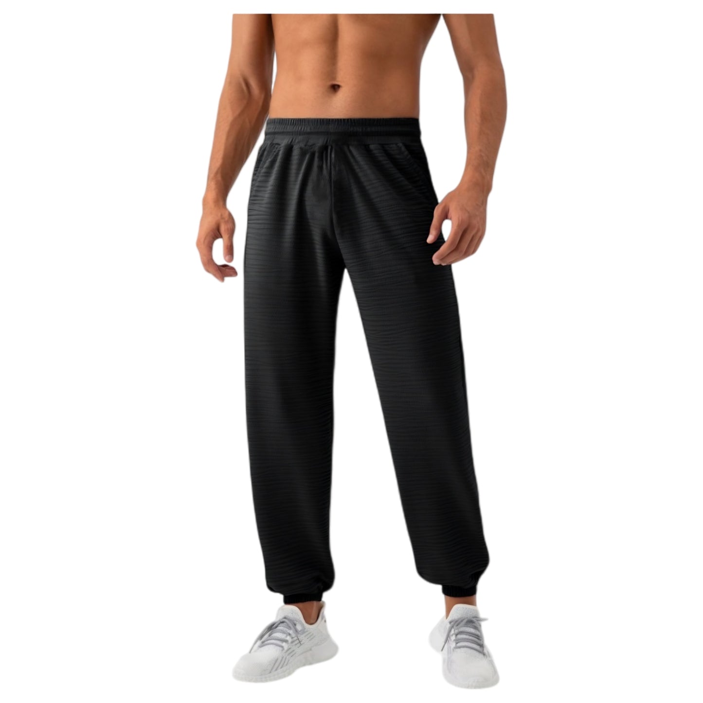 Anna-Kaci Active Men's Lightweight Textured Jogger Pants with Elastic Waist and Cuffed Ankles for Active and Casual Wear