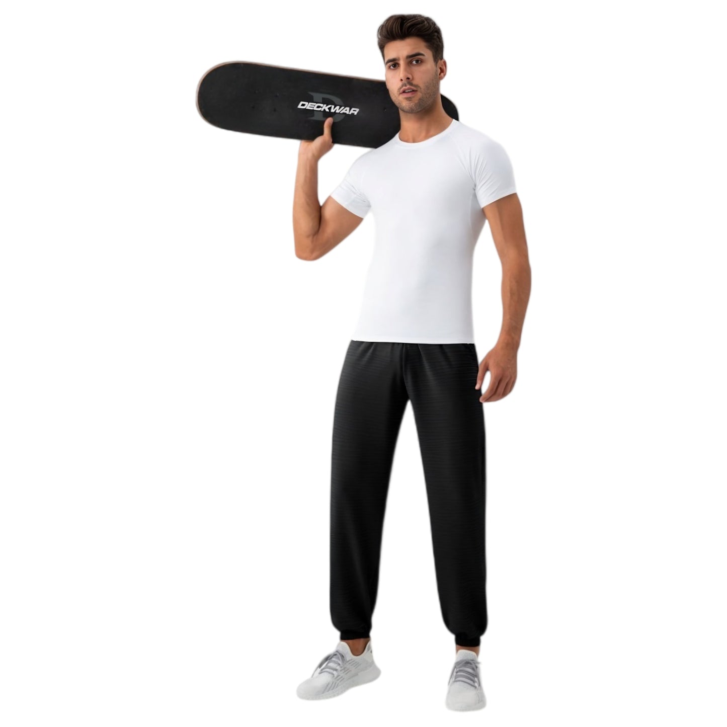 Anna-Kaci Active Men's Lightweight Textured Jogger Pants with Elastic Waist and Cuffed Ankles for Active and Casual Wear
