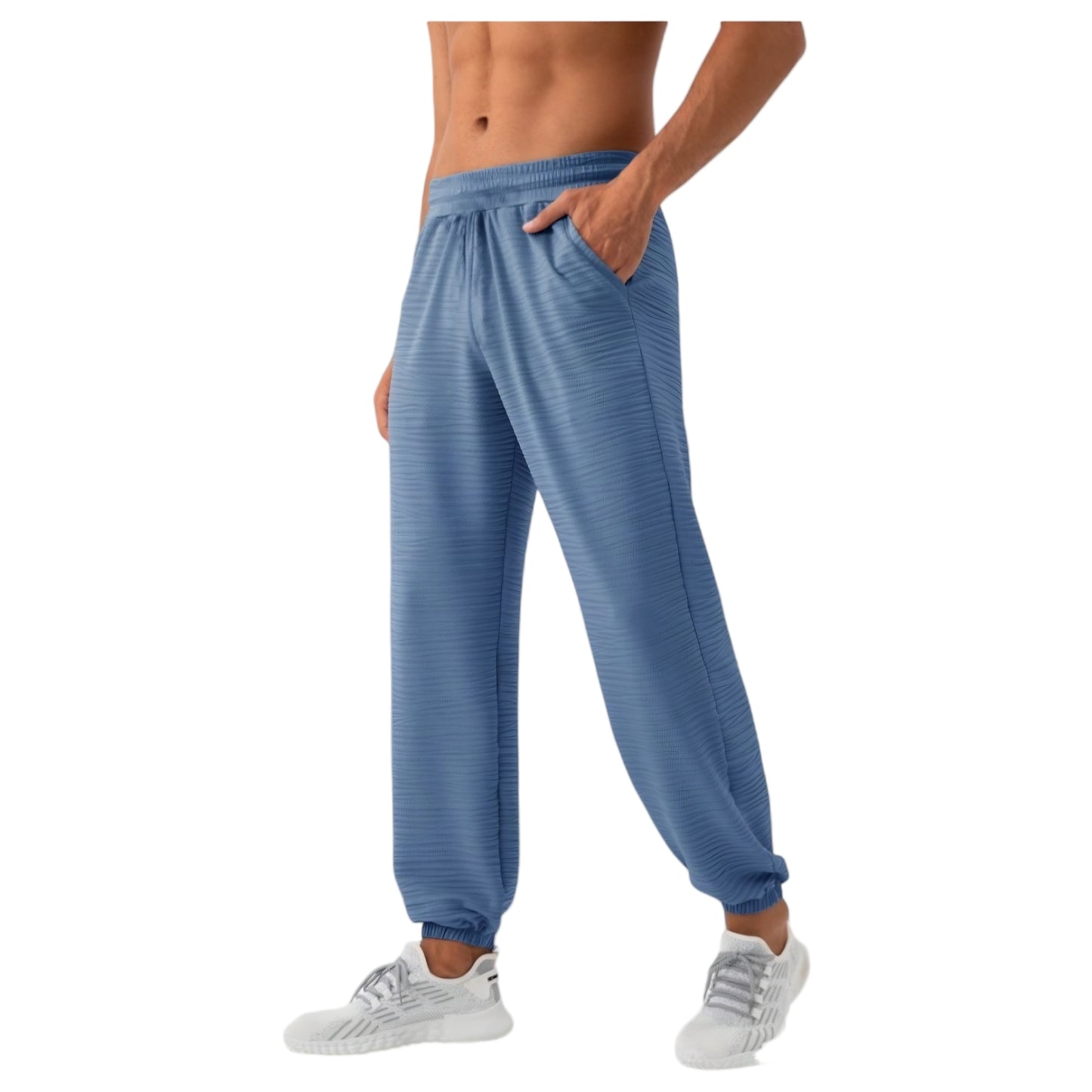 Anna-Kaci Active Men's Lightweight Textured Jogger Pants with Elastic Waist and Cuffed Ankles for Active and Casual Wear