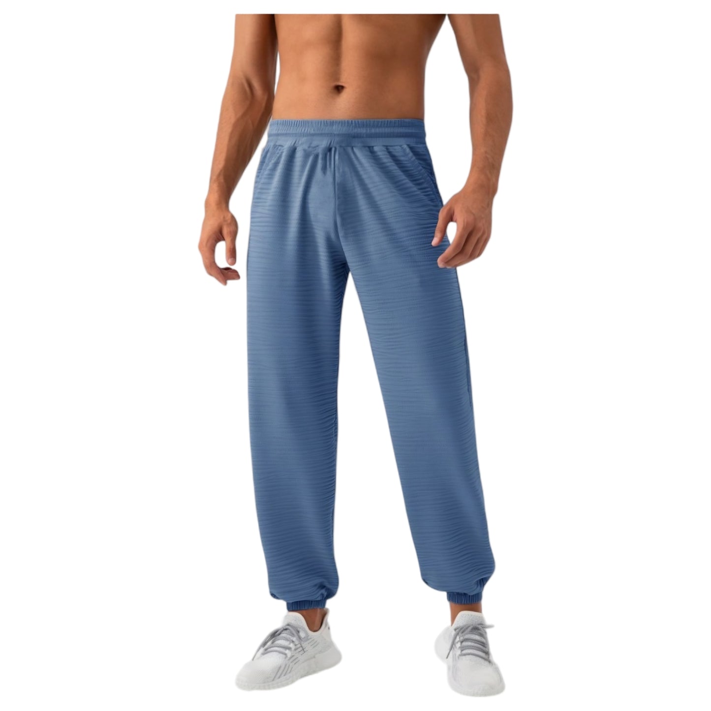 Anna-Kaci Active Men's Lightweight Textured Jogger Pants with Elastic Waist and Cuffed Ankles for Active and Casual Wear