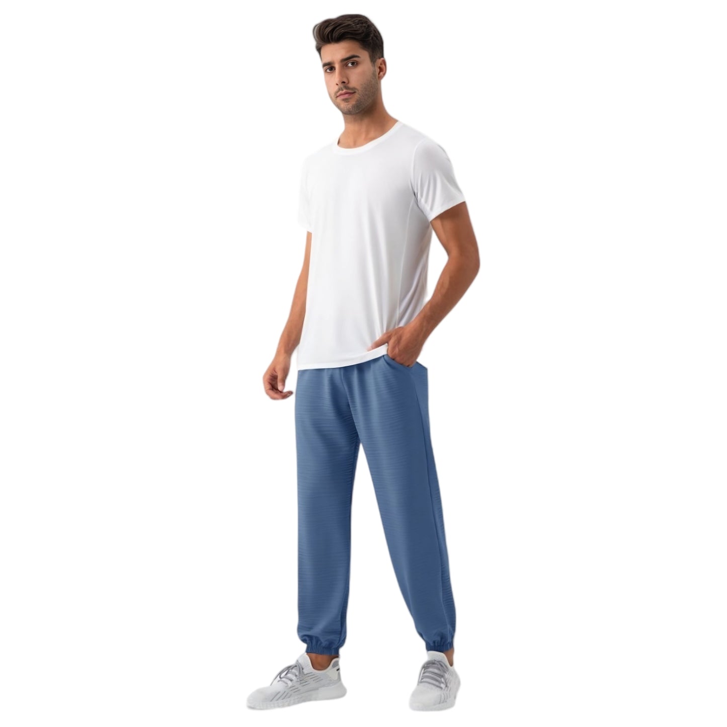 Anna-Kaci Active Men's Lightweight Textured Jogger Pants with Elastic Waist and Cuffed Ankles for Active and Casual Wear