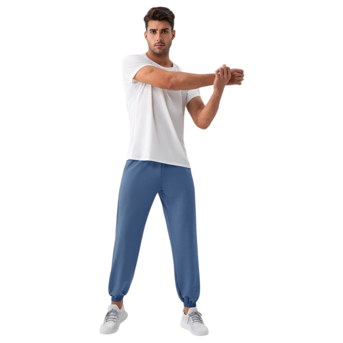 Anna-Kaci Active Men's Lightweight Textured Jogger Pants with Elastic Waist and Cuffed Ankles for Active and Casual Wear
