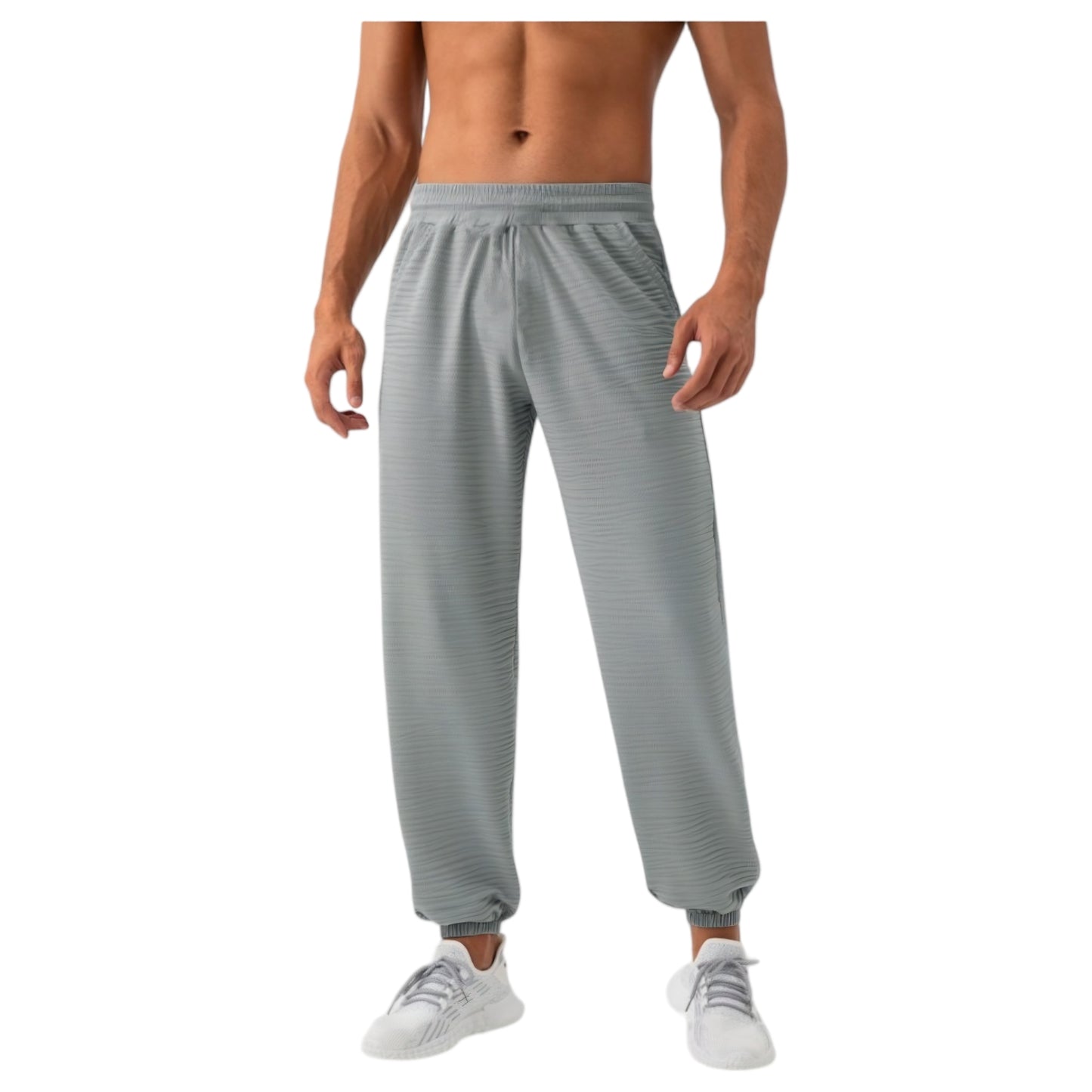 Anna-Kaci Active Men's Lightweight Textured Jogger Pants with Elastic Waist and Cuffed Ankles for Active and Casual Wear