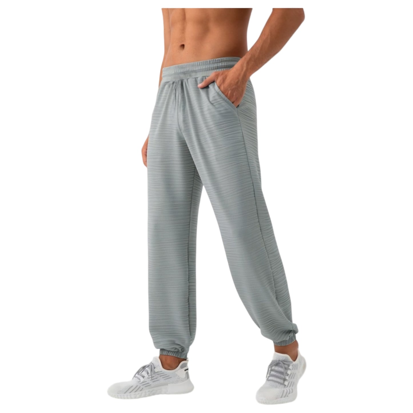 Anna-Kaci Active Men's Lightweight Textured Jogger Pants with Elastic Waist and Cuffed Ankles for Active and Casual Wear