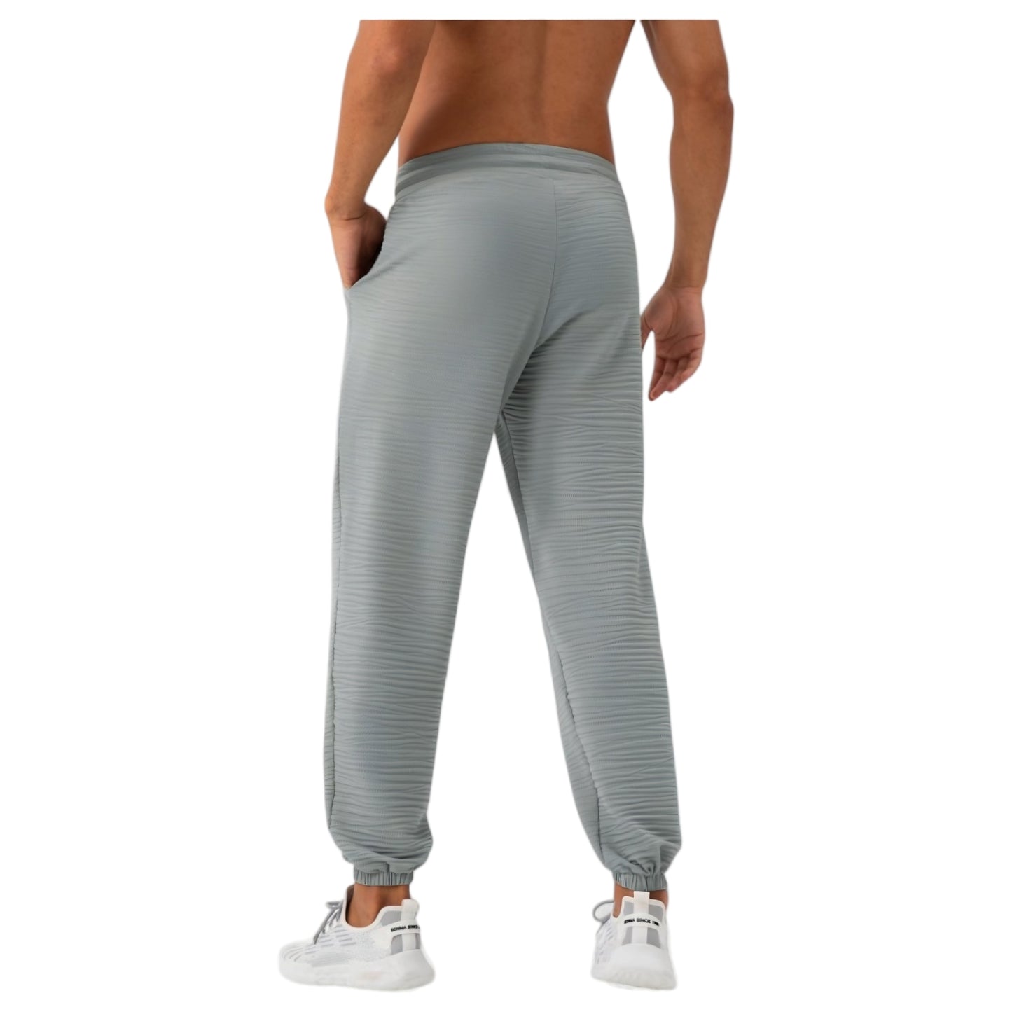 Anna-Kaci Active Men's Lightweight Textured Jogger Pants with Elastic Waist and Cuffed Ankles for Active and Casual Wear