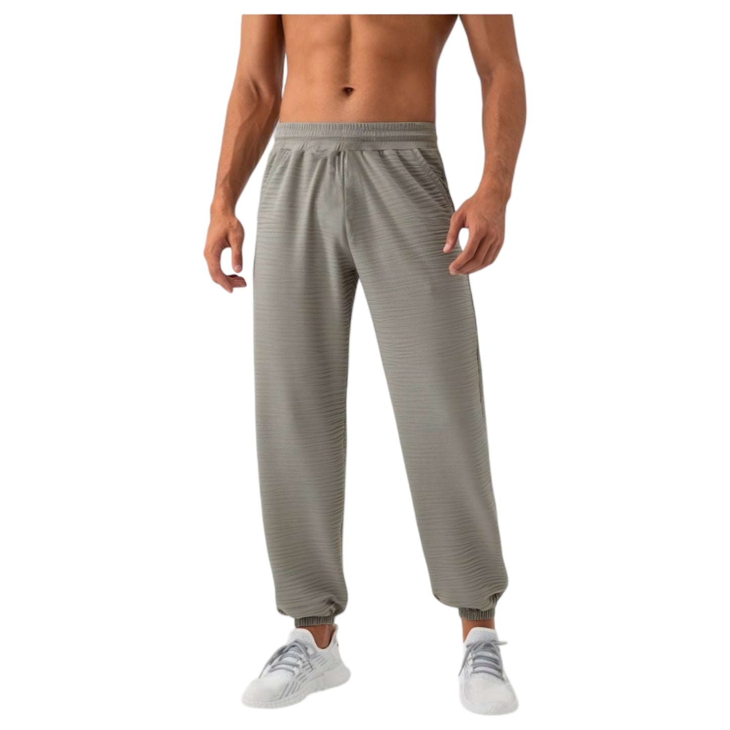Anna-Kaci Active Men's Lightweight Textured Jogger Pants with Elastic Waist and Cuffed Ankles for Active and Casual Wear