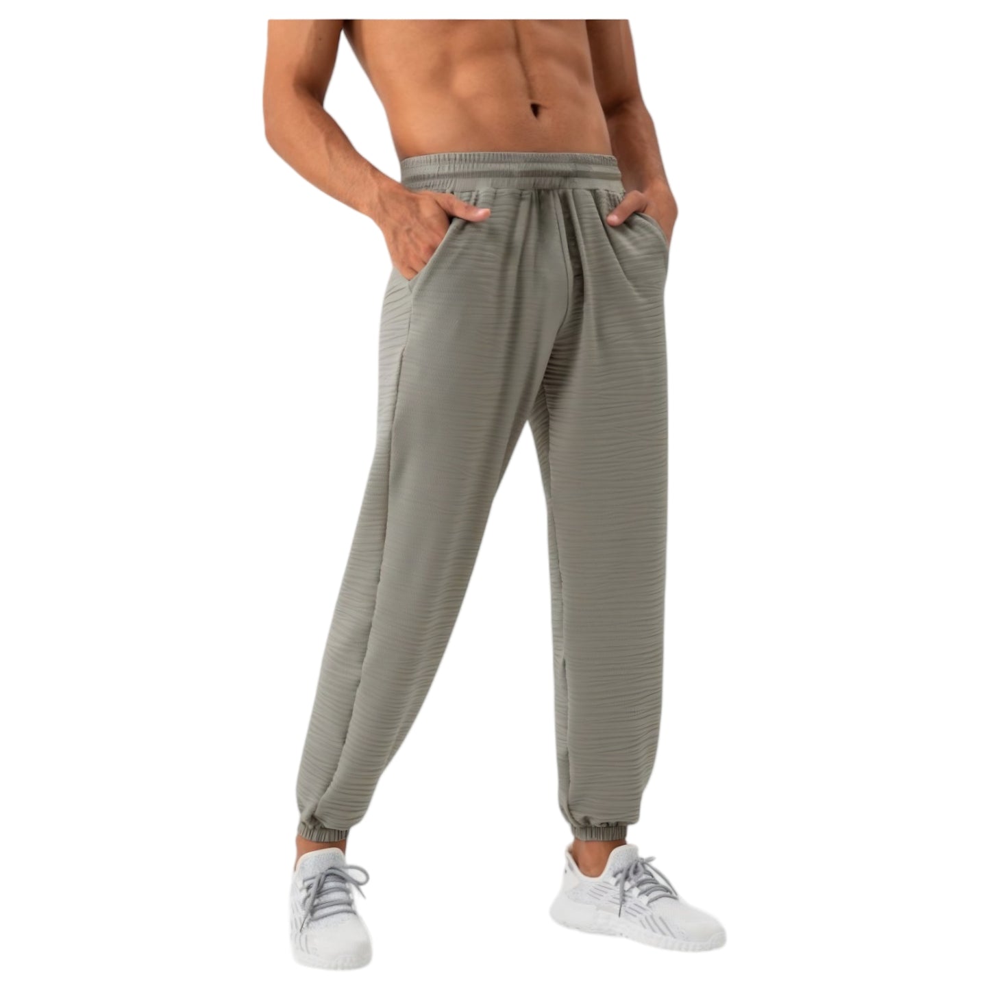 Anna-Kaci Active Men's Lightweight Textured Jogger Pants with Elastic Waist and Cuffed Ankles for Active and Casual Wear