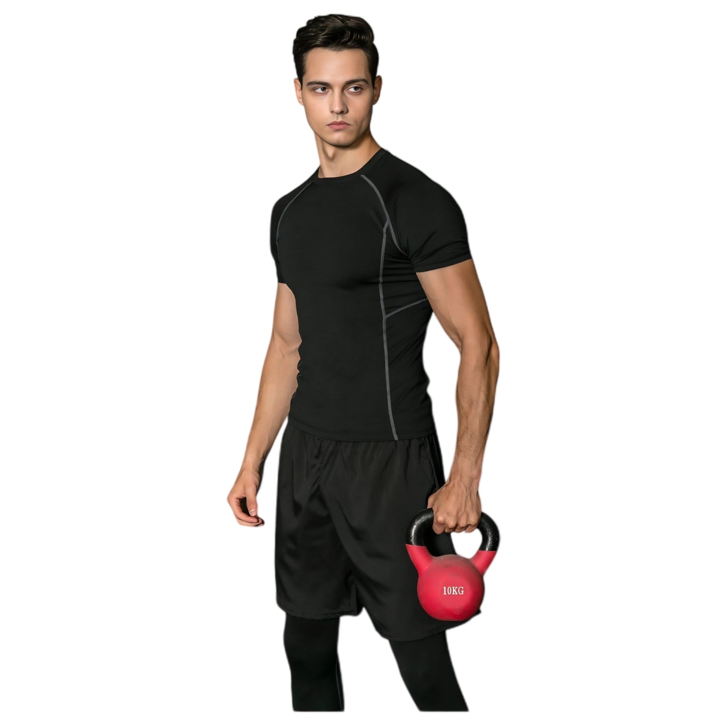 Anna-Kaci Active Men's Short Sleeve Compression Workout Shirt with Moisture-Wicking Fabric and Contrast Stitching