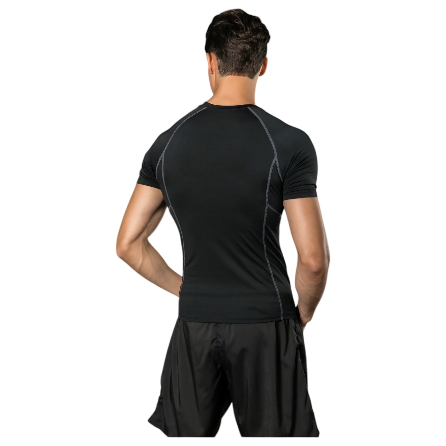 Anna-Kaci Active Men's Short Sleeve Compression Workout Shirt with Moisture-Wicking Fabric and Contrast Stitching