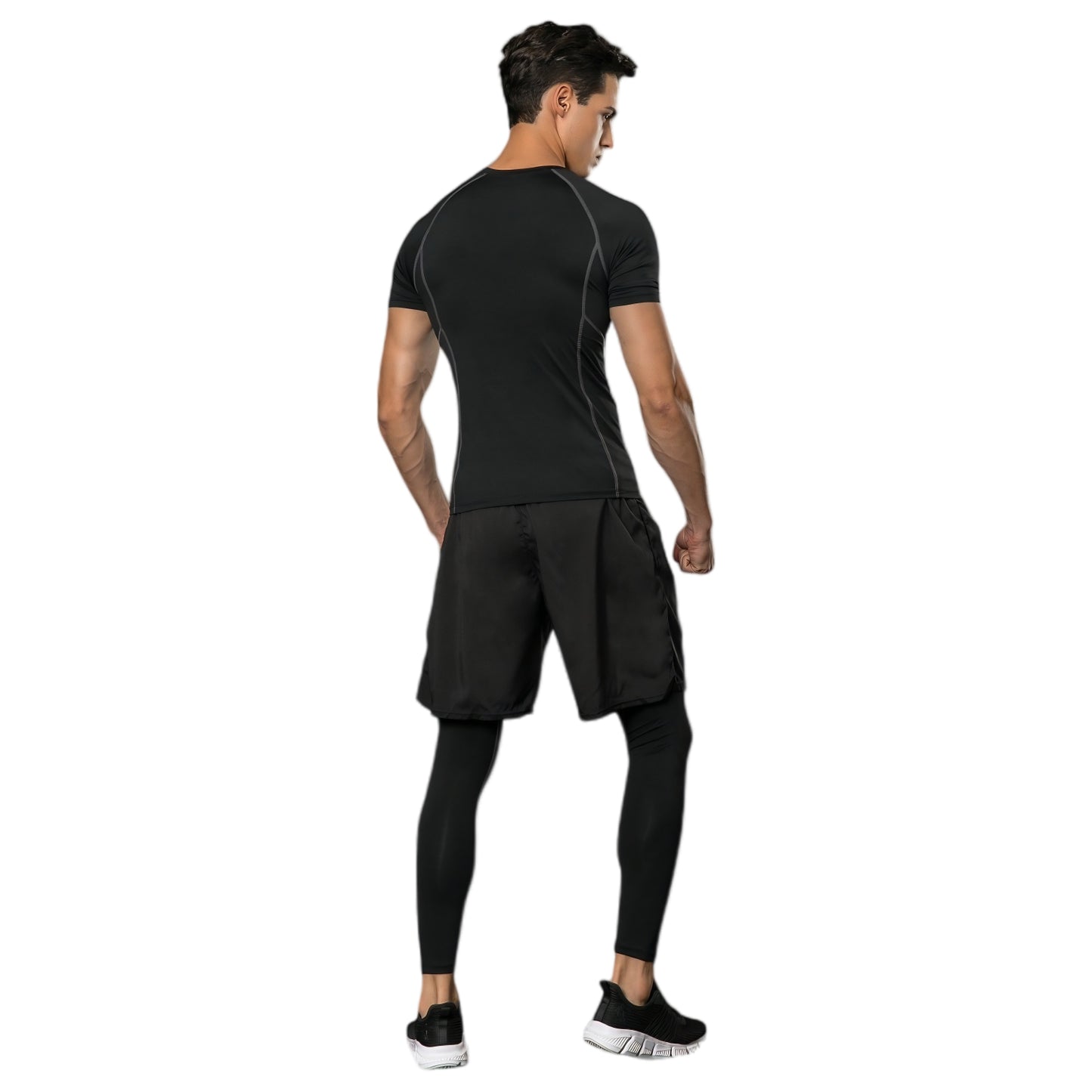 Anna-Kaci Active Men's Short Sleeve Compression Workout Shirt with Moisture-Wicking Fabric and Contrast Stitching