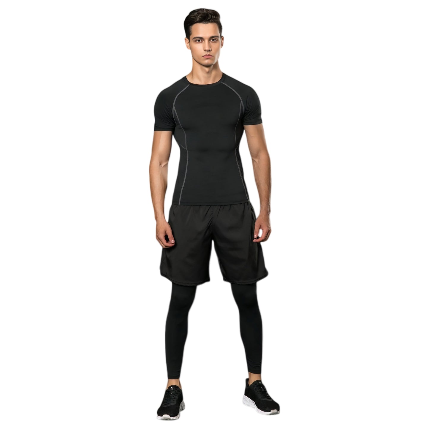Anna-Kaci Active Men's Short Sleeve Compression Workout Shirt with Moisture-Wicking Fabric and Contrast Stitching
