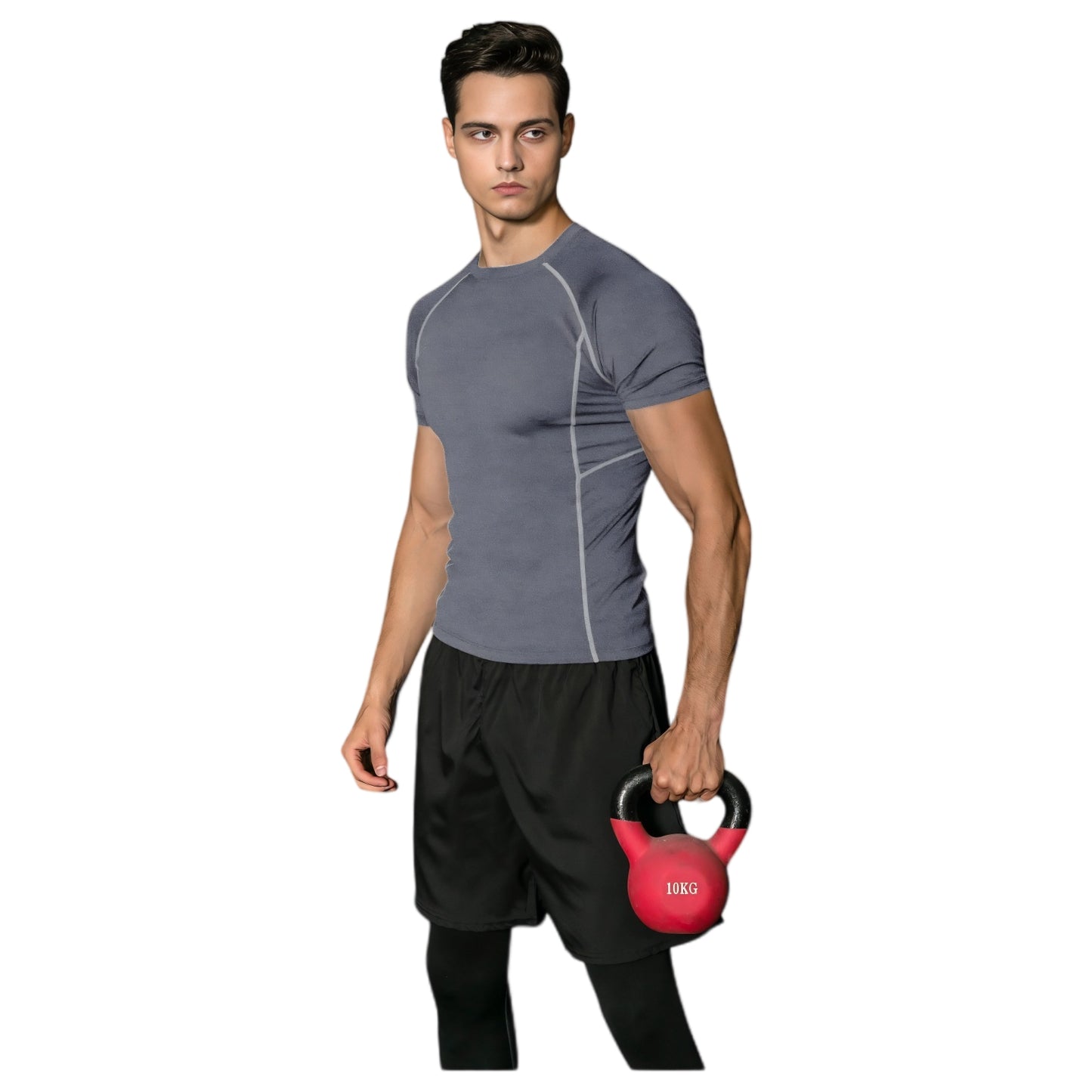 Anna-Kaci Active Men's Short Sleeve Compression Workout Shirt with Moisture-Wicking Fabric and Contrast Stitching