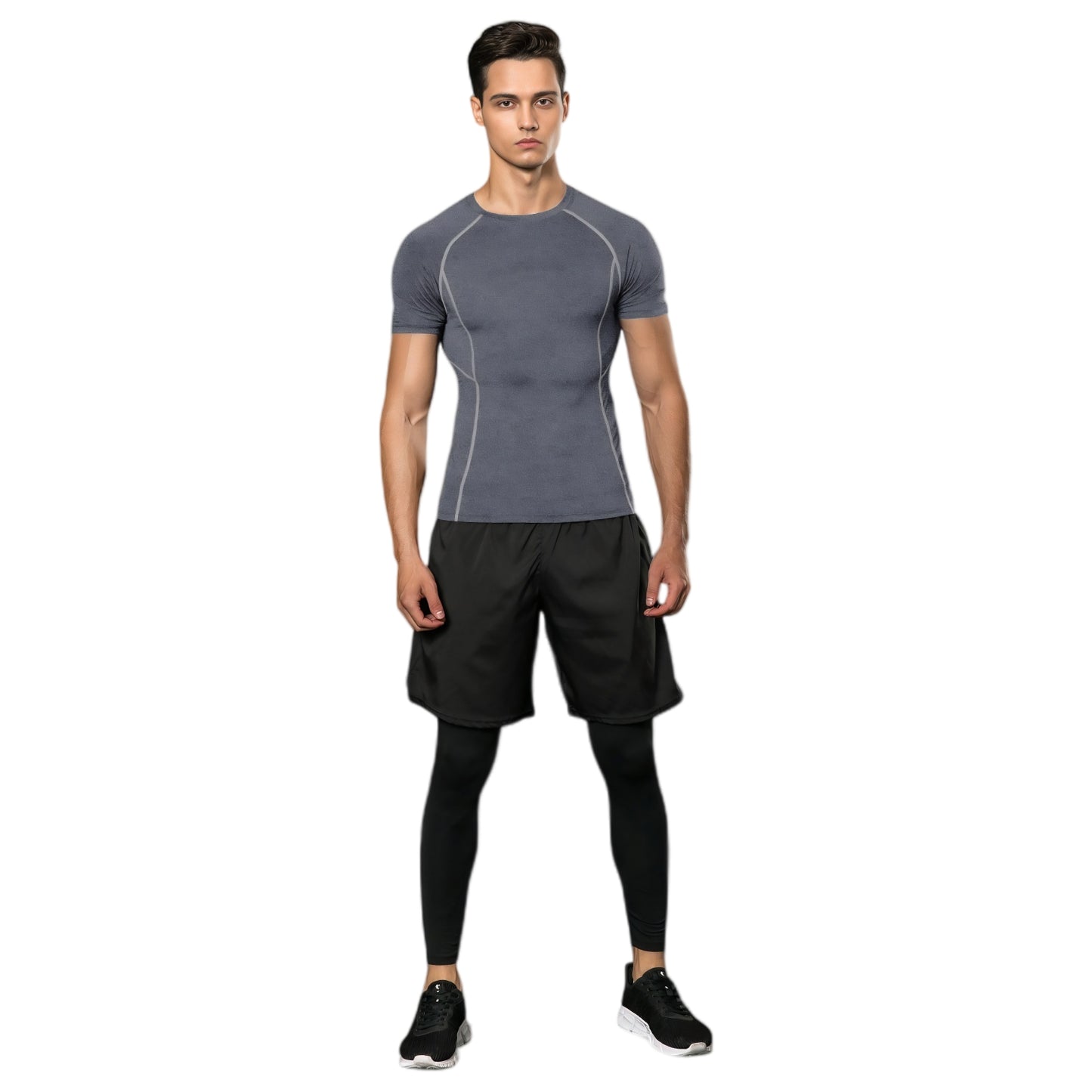 Anna-Kaci Active Men's Short Sleeve Compression Workout Shirt with Moisture-Wicking Fabric and Contrast Stitching