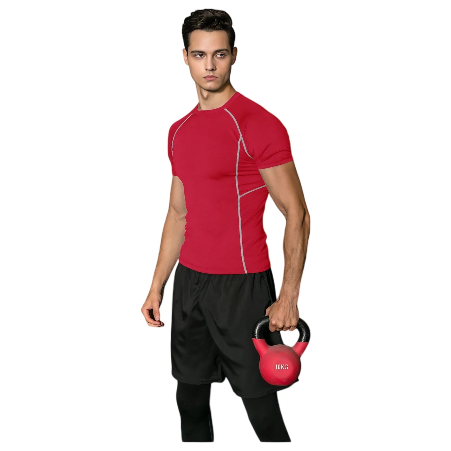 Anna-Kaci Active Men's Short Sleeve Compression Workout Shirt with Moisture-Wicking Fabric and Contrast Stitching
