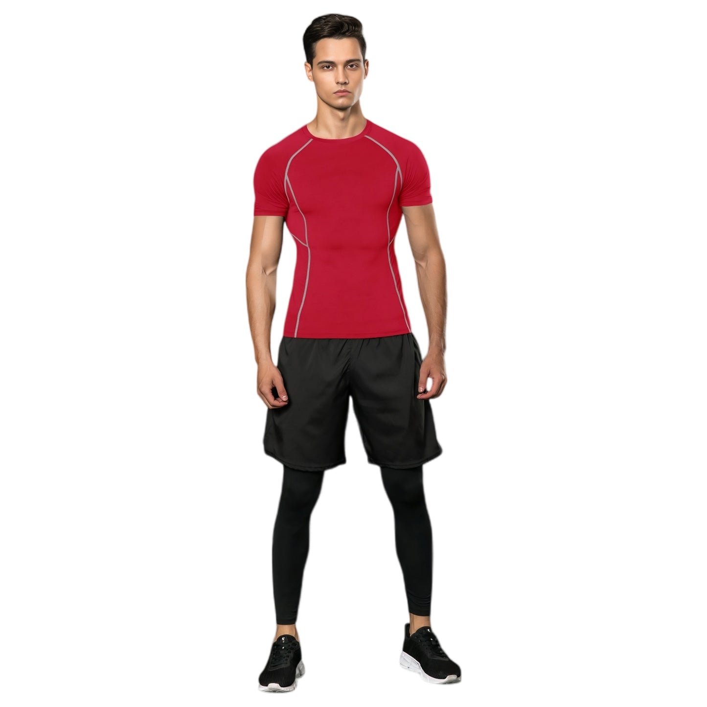 Anna-Kaci Active Men's Short Sleeve Compression Workout Shirt with Moisture-Wicking Fabric and Contrast Stitching