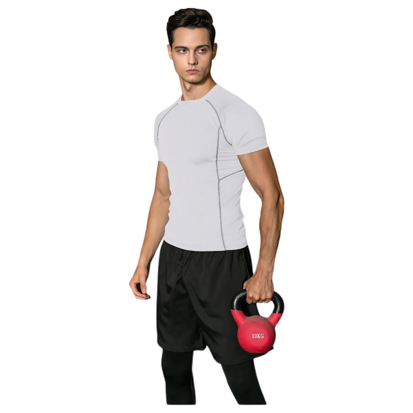 Anna-Kaci Active Men's Short Sleeve Compression Workout Shirt with Moisture-Wicking Fabric and Contrast Stitching