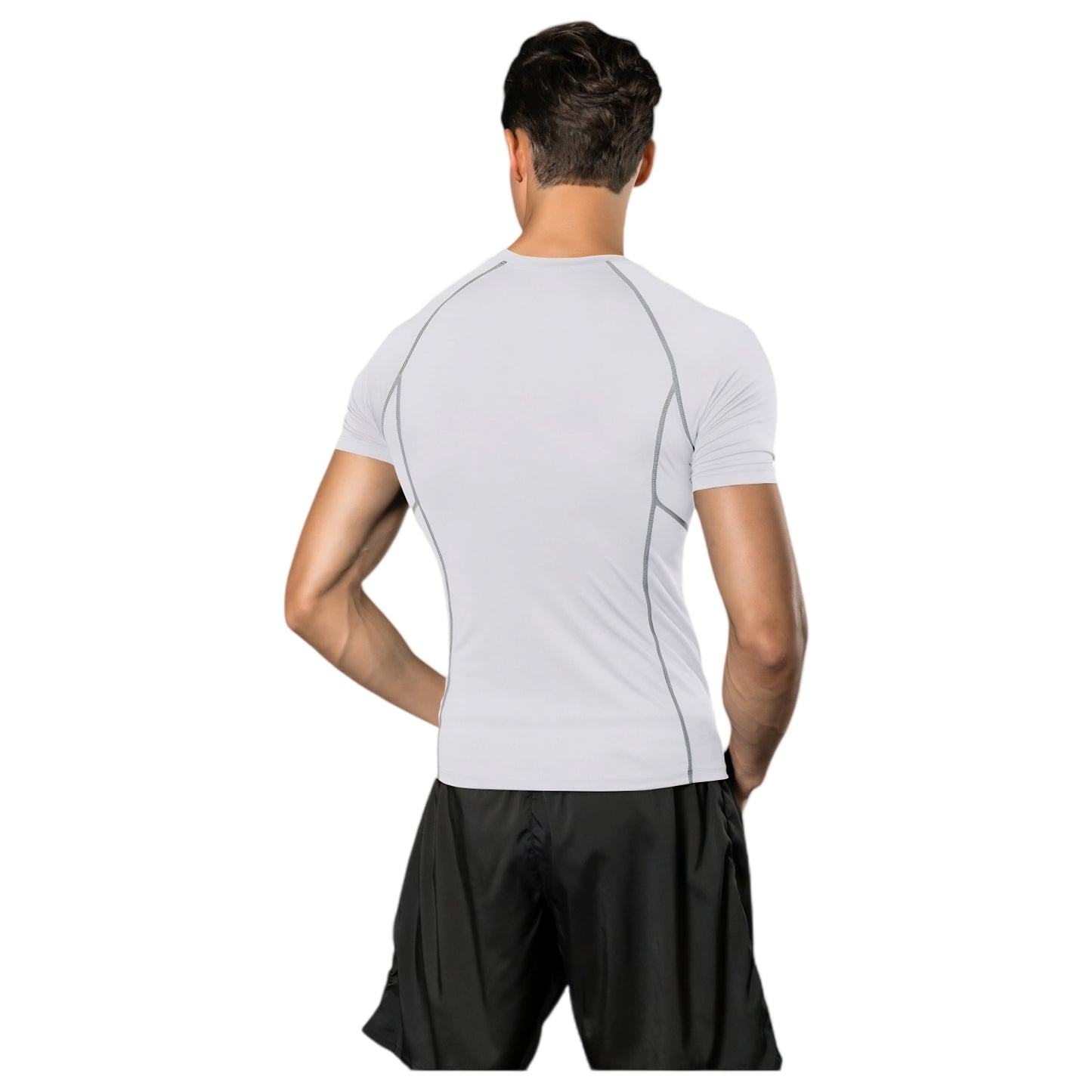 Anna-Kaci Active Men's Short Sleeve Compression Workout Shirt with Moisture-Wicking Fabric and Contrast Stitching