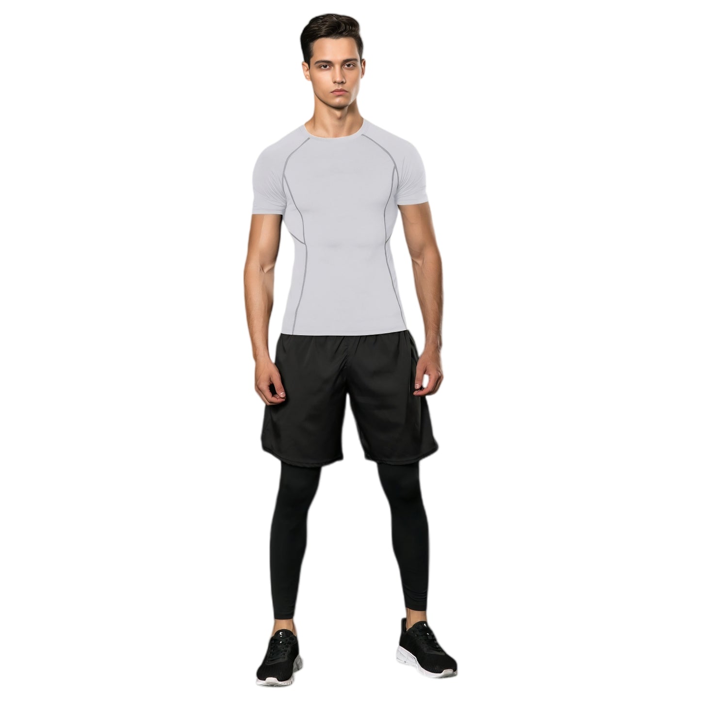 Anna-Kaci Active Men's Short Sleeve Compression Workout Shirt with Moisture-Wicking Fabric and Contrast Stitching