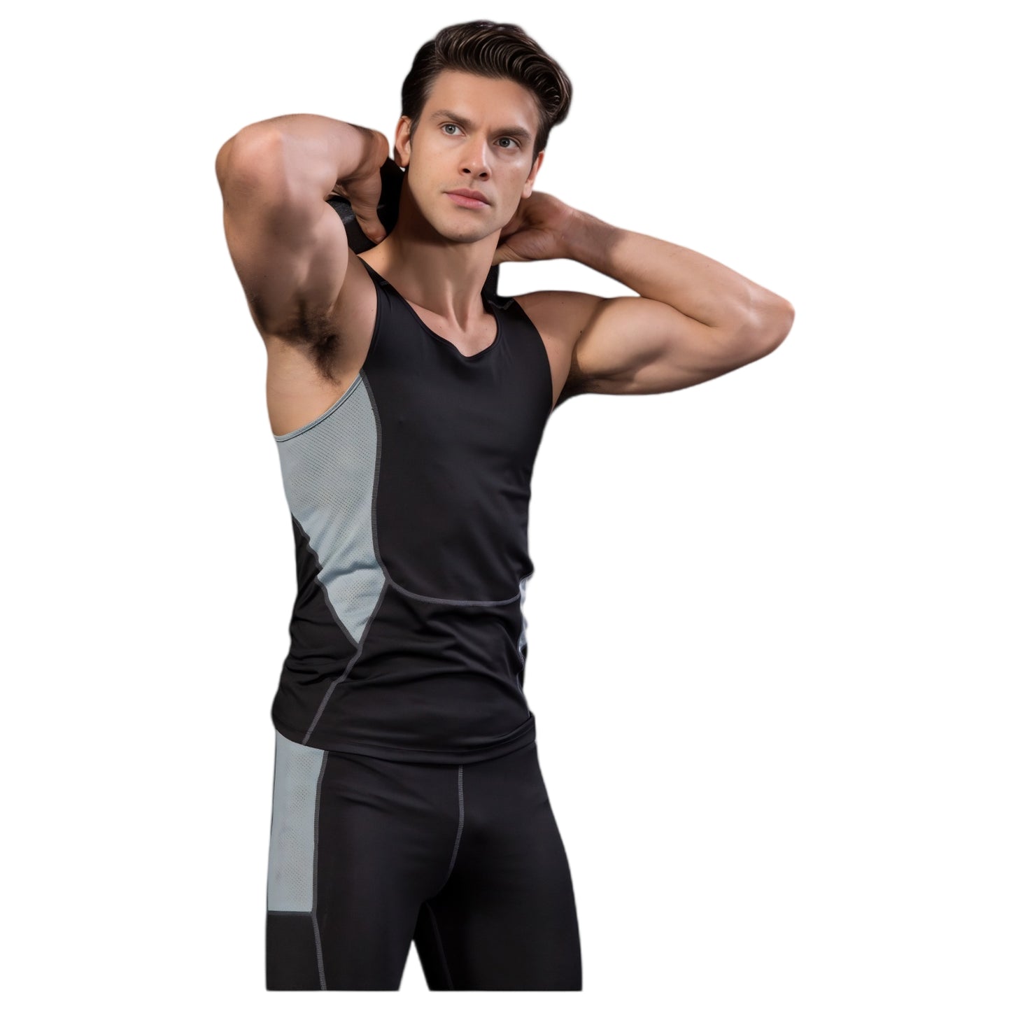 Anna-Kaci Active Men's Sleeveless Compression Tank Top with Mesh Panels and Stretch Moisture-Wicking Fabric