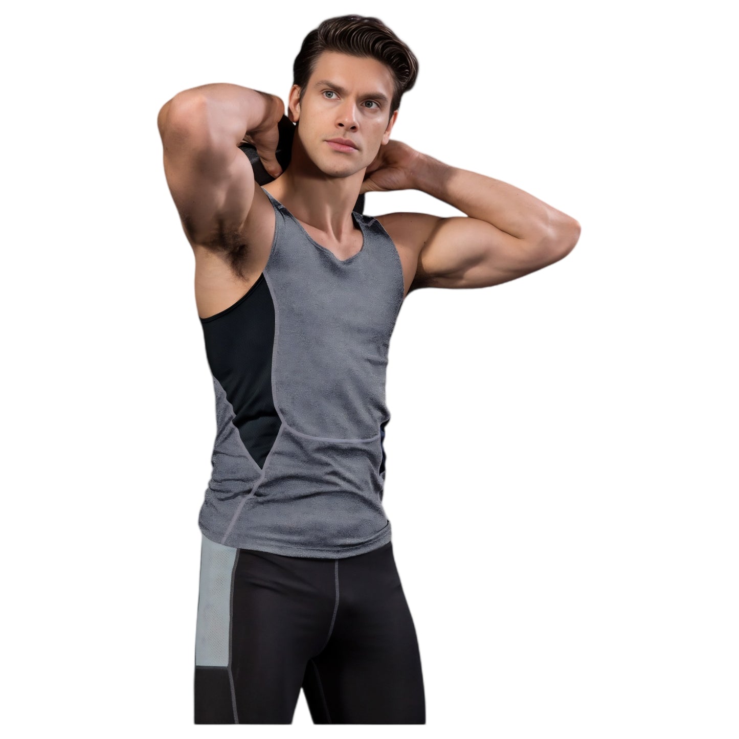 Anna-Kaci Active Men's Sleeveless Compression Tank Top with Mesh Panels and Stretch Moisture-Wicking Fabric
