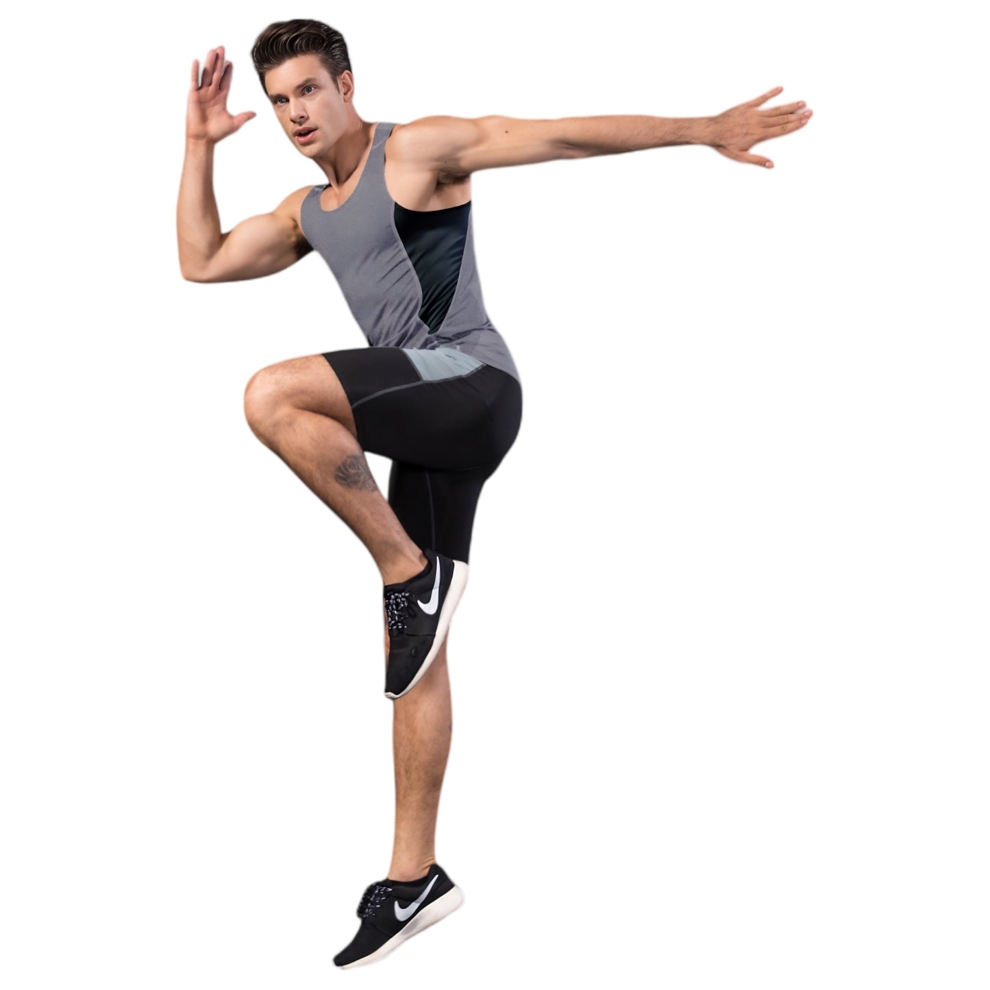 Anna-Kaci Active Men's Sleeveless Compression Tank Top with Mesh Panels and Stretch Moisture-Wicking Fabric