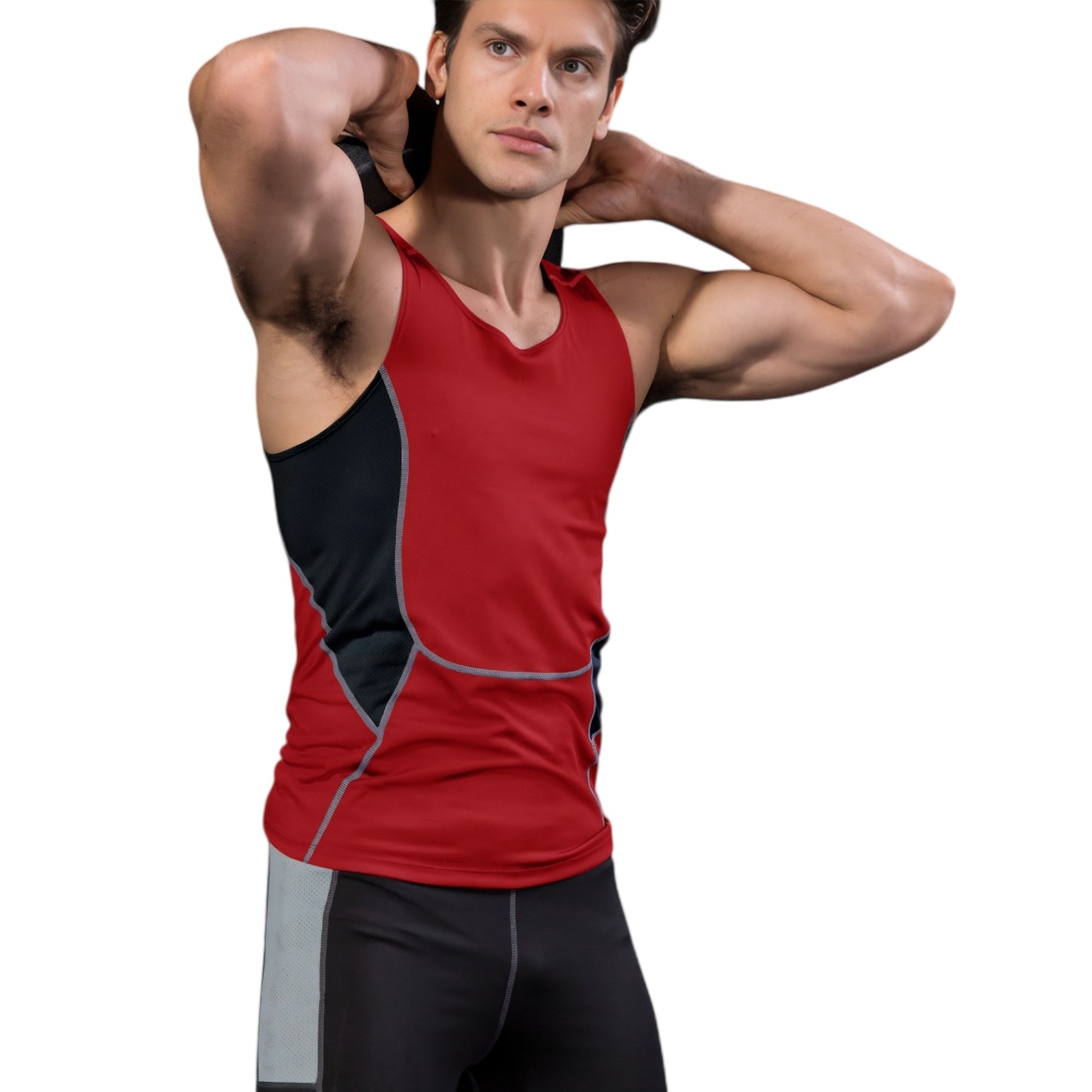 Anna-Kaci Active Men's Sleeveless Compression Tank Top with Mesh Panels and Stretch Moisture-Wicking Fabric