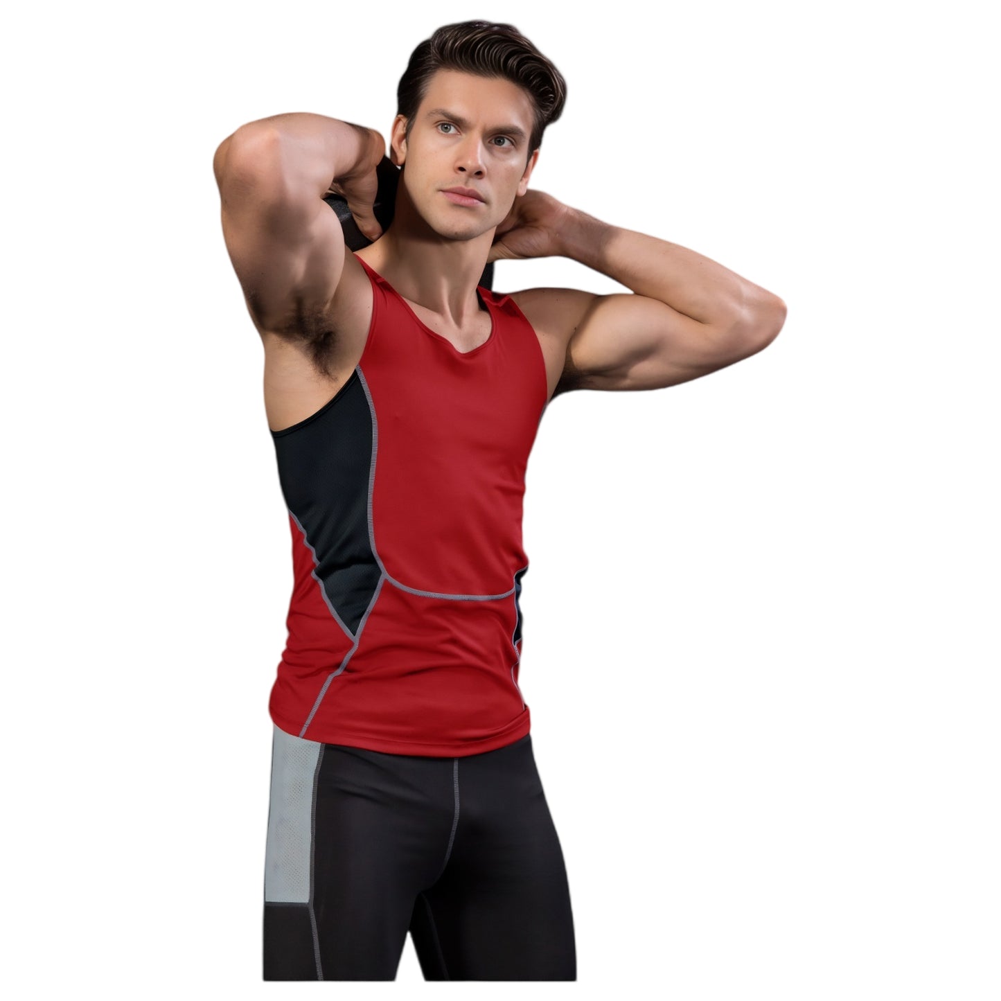 Anna-Kaci Active Men's Sleeveless Compression Tank Top with Mesh Panels and Stretch Moisture-Wicking Fabric
