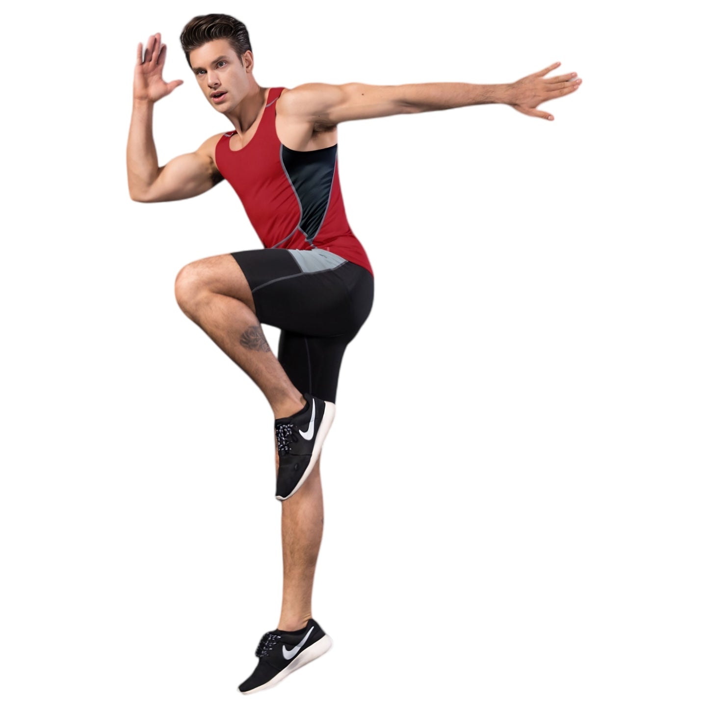 Anna-Kaci Active Men's Sleeveless Compression Tank Top with Mesh Panels and Stretch Moisture-Wicking Fabric