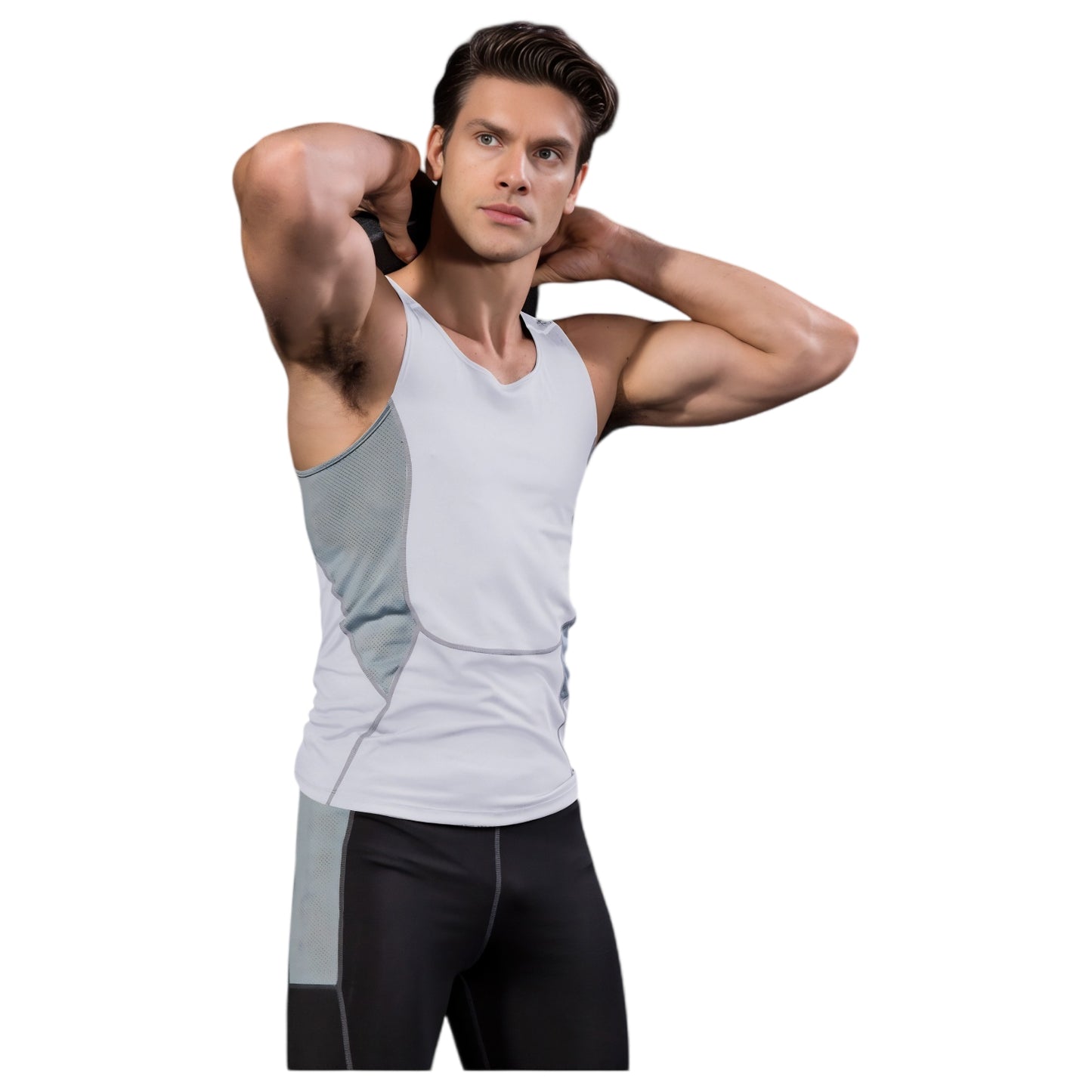 Anna-Kaci Active Men's Sleeveless Compression Tank Top with Mesh Panels and Stretch Moisture-Wicking Fabric