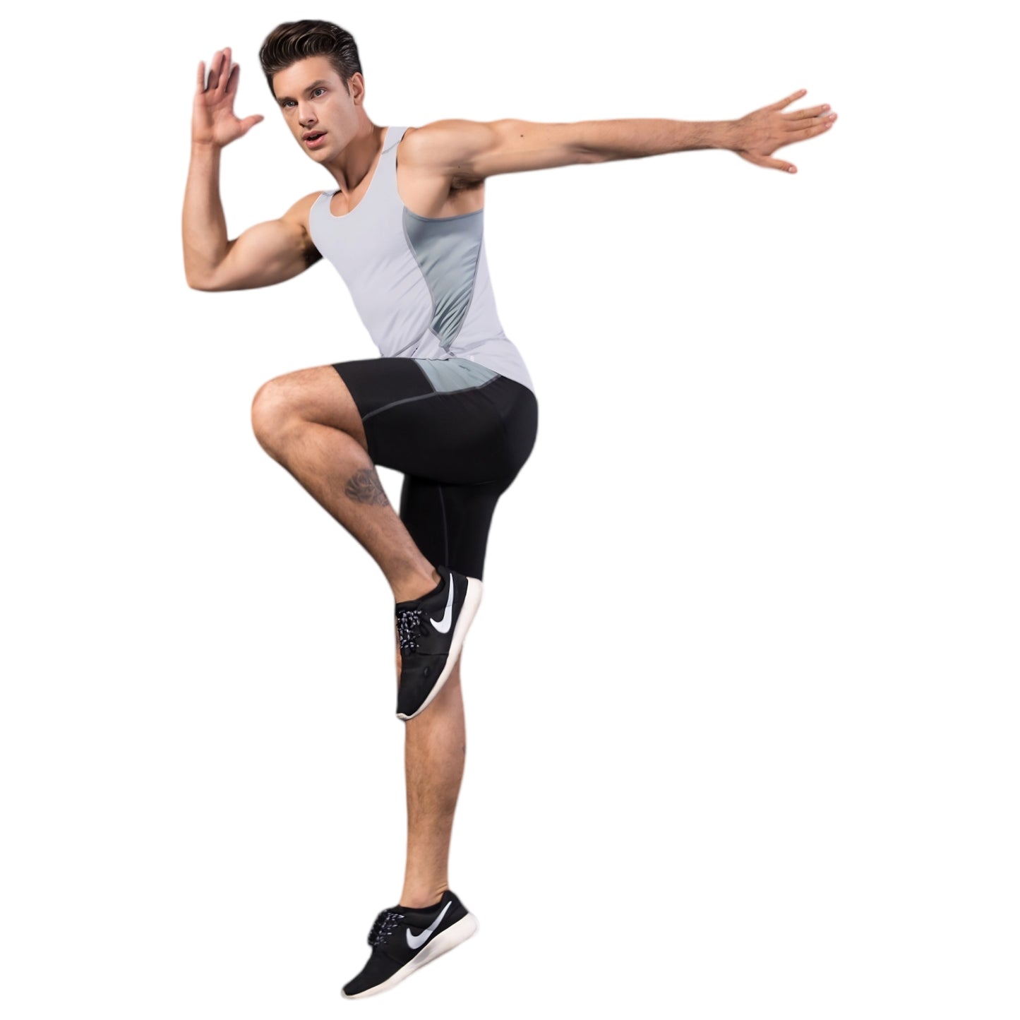 Anna-Kaci Active Men's Sleeveless Compression Tank Top with Mesh Panels and Stretch Moisture-Wicking Fabric