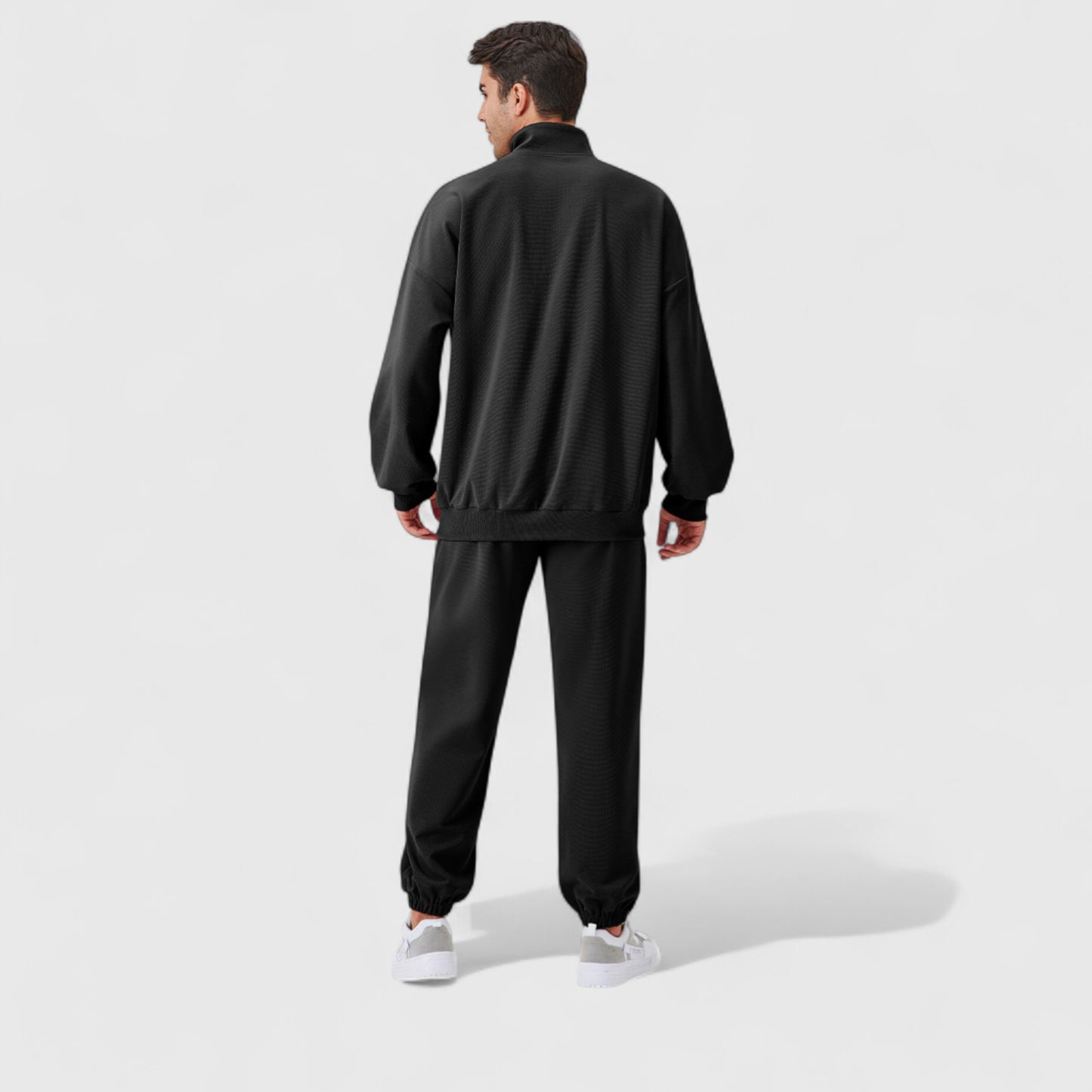 Anna-Kaci Active Men's Oversized Quarter Zip Pullover with Drop Shoulders and Ribbed Cuffs for Relaxed Casual Styling