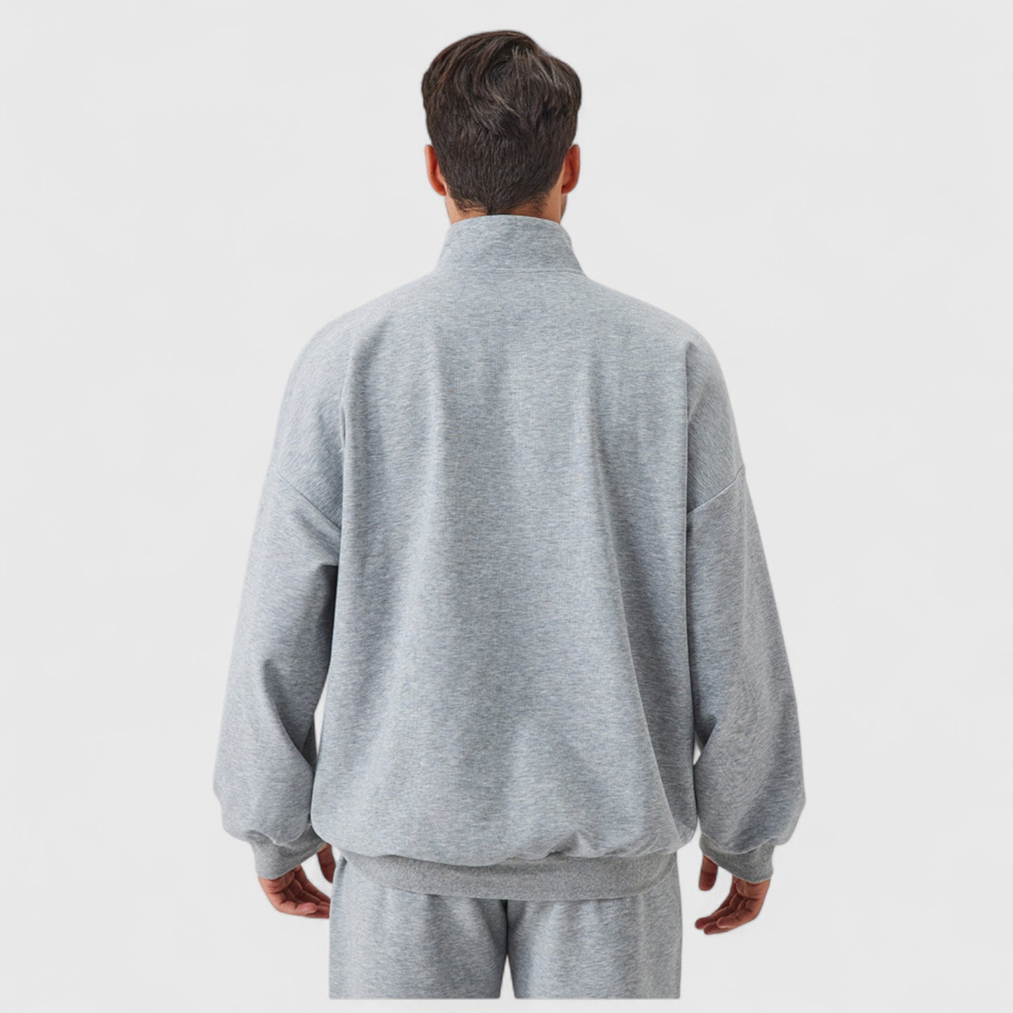 Anna-Kaci Active Men's Oversized Quarter Zip Pullover with Drop Shoulders and Ribbed Cuffs for Relaxed Casual Styling