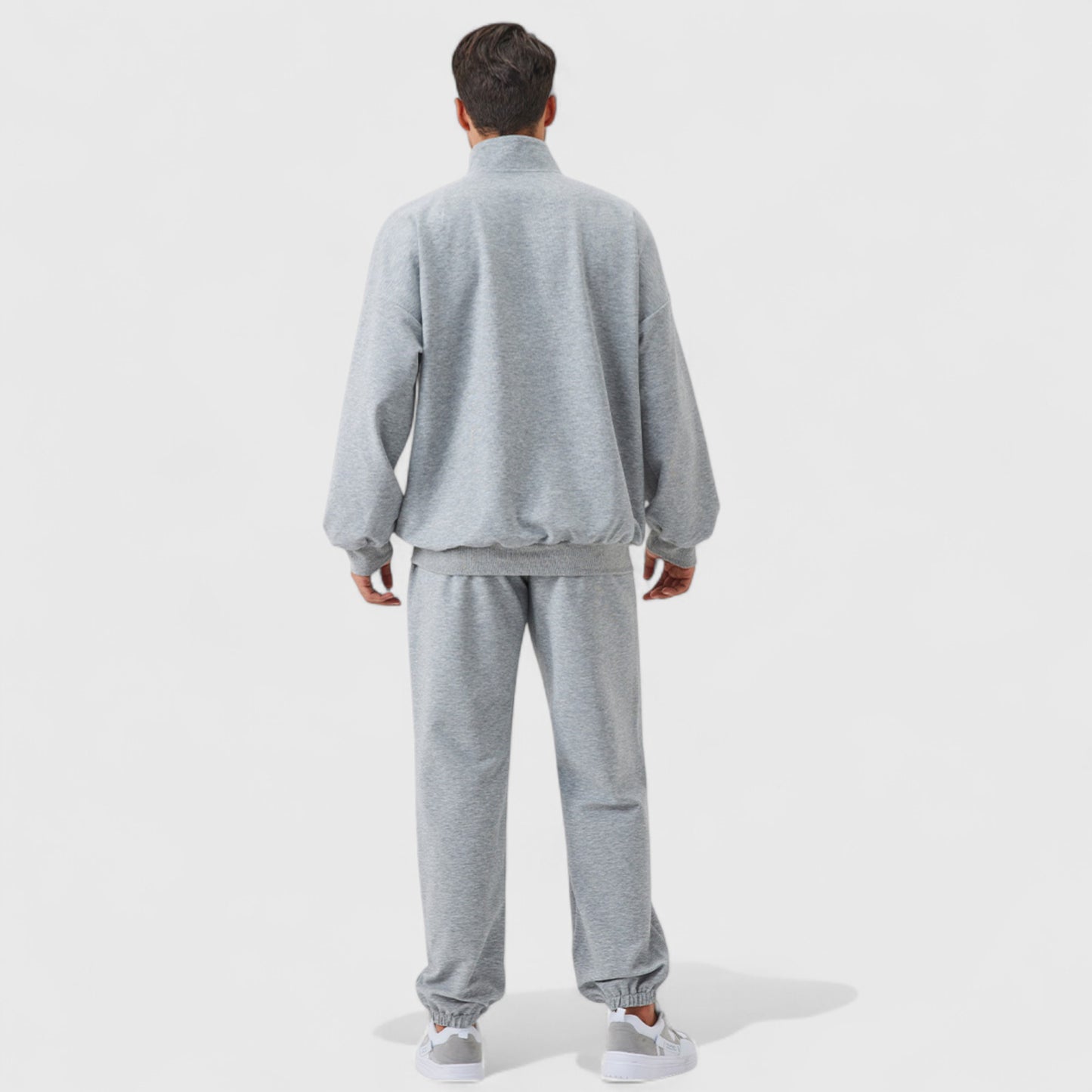 Anna-Kaci Active Men's Oversized Quarter Zip Pullover with Drop Shoulders and Ribbed Cuffs for Relaxed Casual Styling