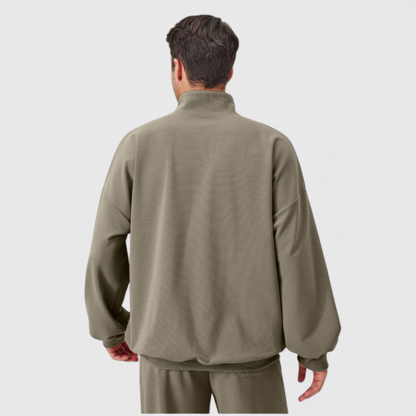 Anna-Kaci Active Men's Oversized Quarter Zip Pullover with Drop Shoulders and Ribbed Cuffs for Relaxed Casual Styling