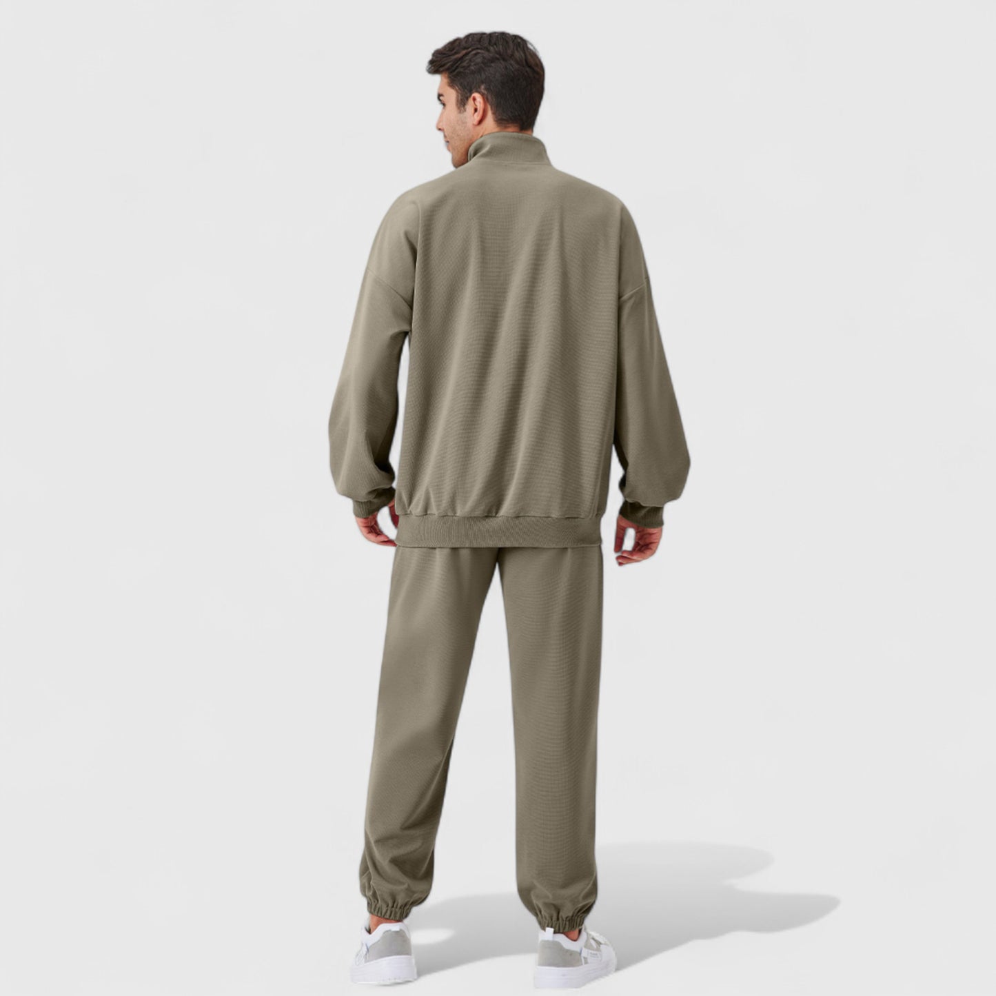 Anna-Kaci Active Men's Oversized Quarter Zip Pullover with Drop Shoulders and Ribbed Cuffs for Relaxed Casual Styling