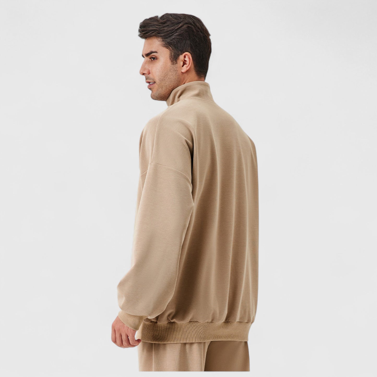 Anna-Kaci Active Men's Oversized Quarter Zip Pullover with Drop Shoulders and Ribbed Cuffs for Relaxed Casual Styling
