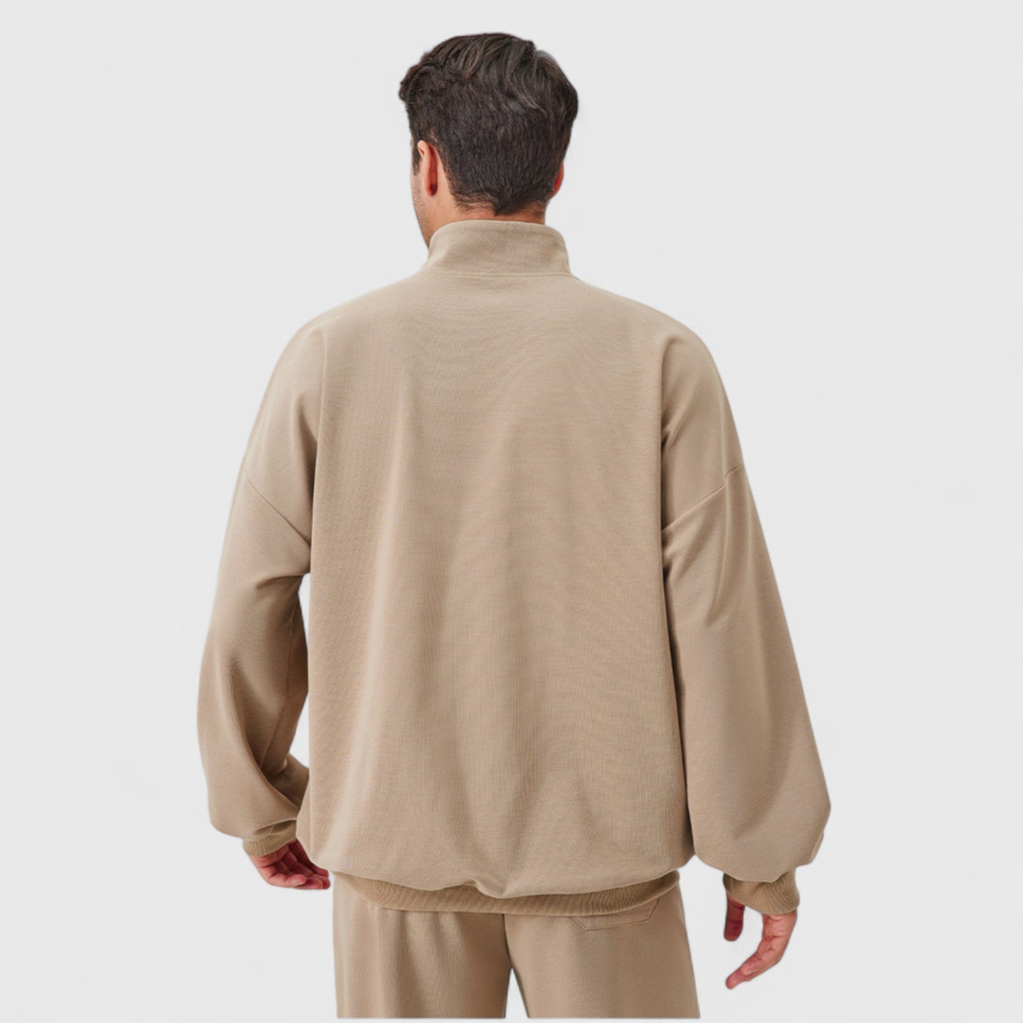 Anna-Kaci Active Men's Oversized Quarter Zip Pullover with Drop Shoulders and Ribbed Cuffs for Relaxed Casual Styling